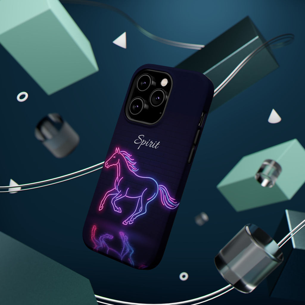 Personalized Neon Glow Horse Phone Case — Tough Magnetic Case with Wireless Charging