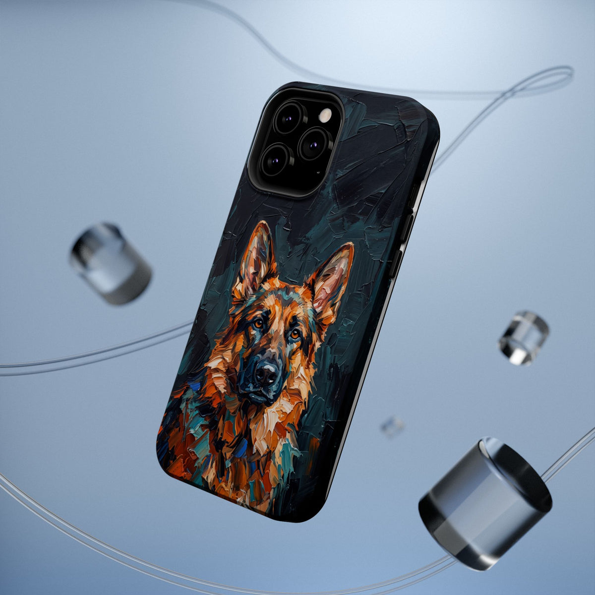 German Shepherd Phone Case | Palette Knife Painting Art — Tough Magnetic Case with Wireless Charging