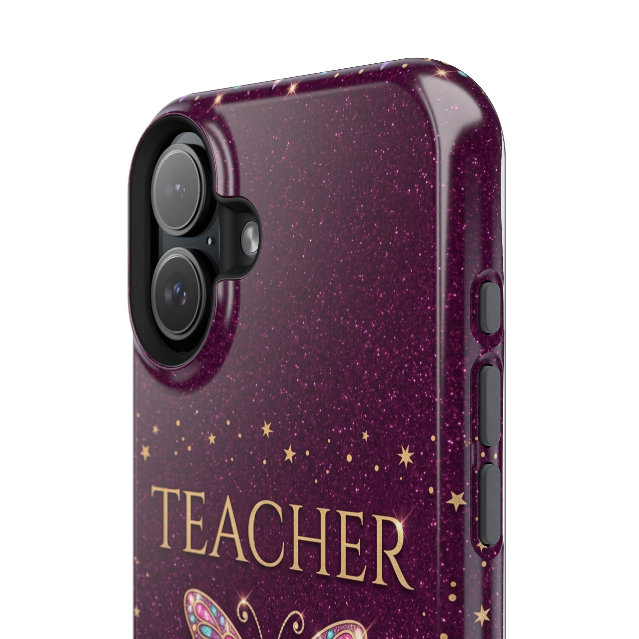 Teacher Life Glitter Butterfly Phone Case — Wireless Charging Cover