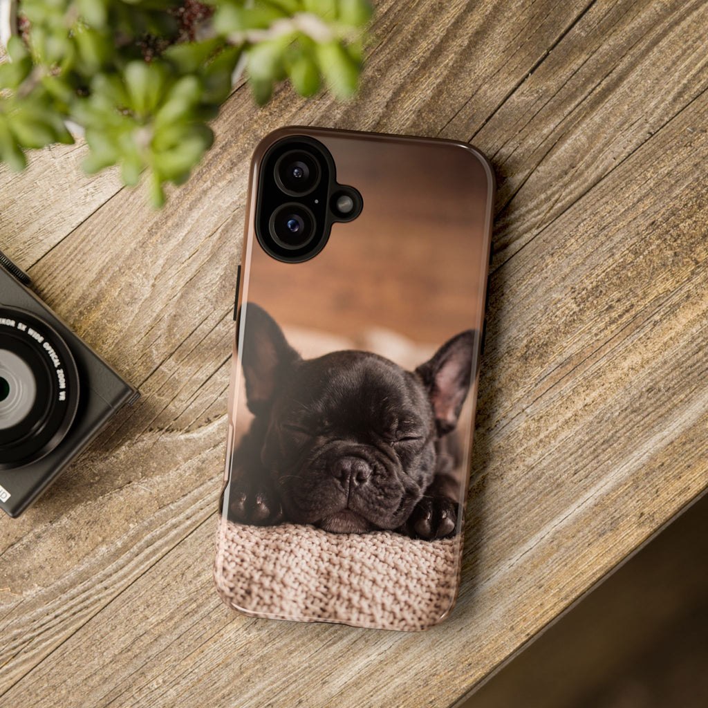 Sleeping French Bulldog Phone Case | Cozy Frenchie Resting on Blanket | iPhone & Samsung