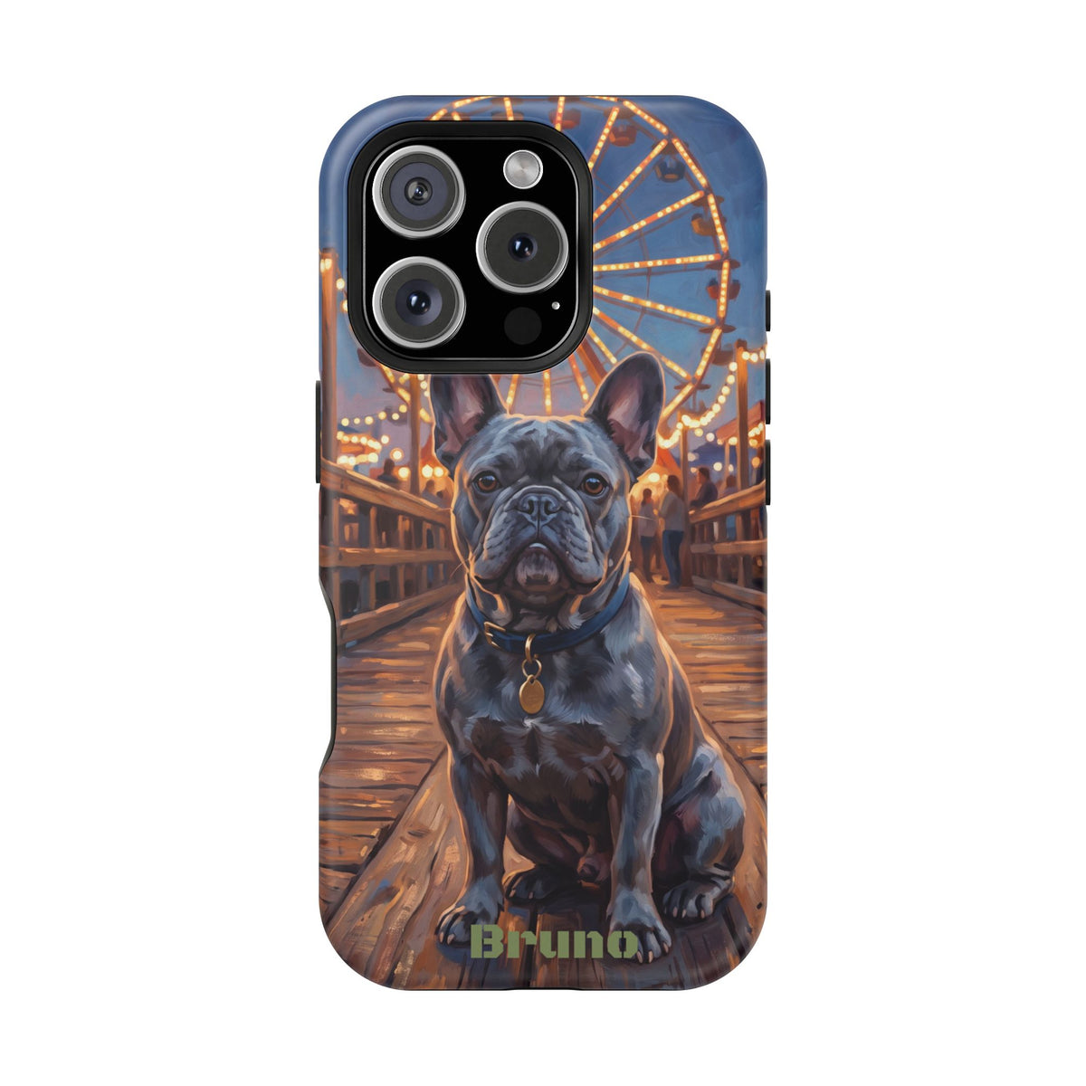 Personalized French Bulldog Pier Lights Phone Case — Wireless Charging Cover
