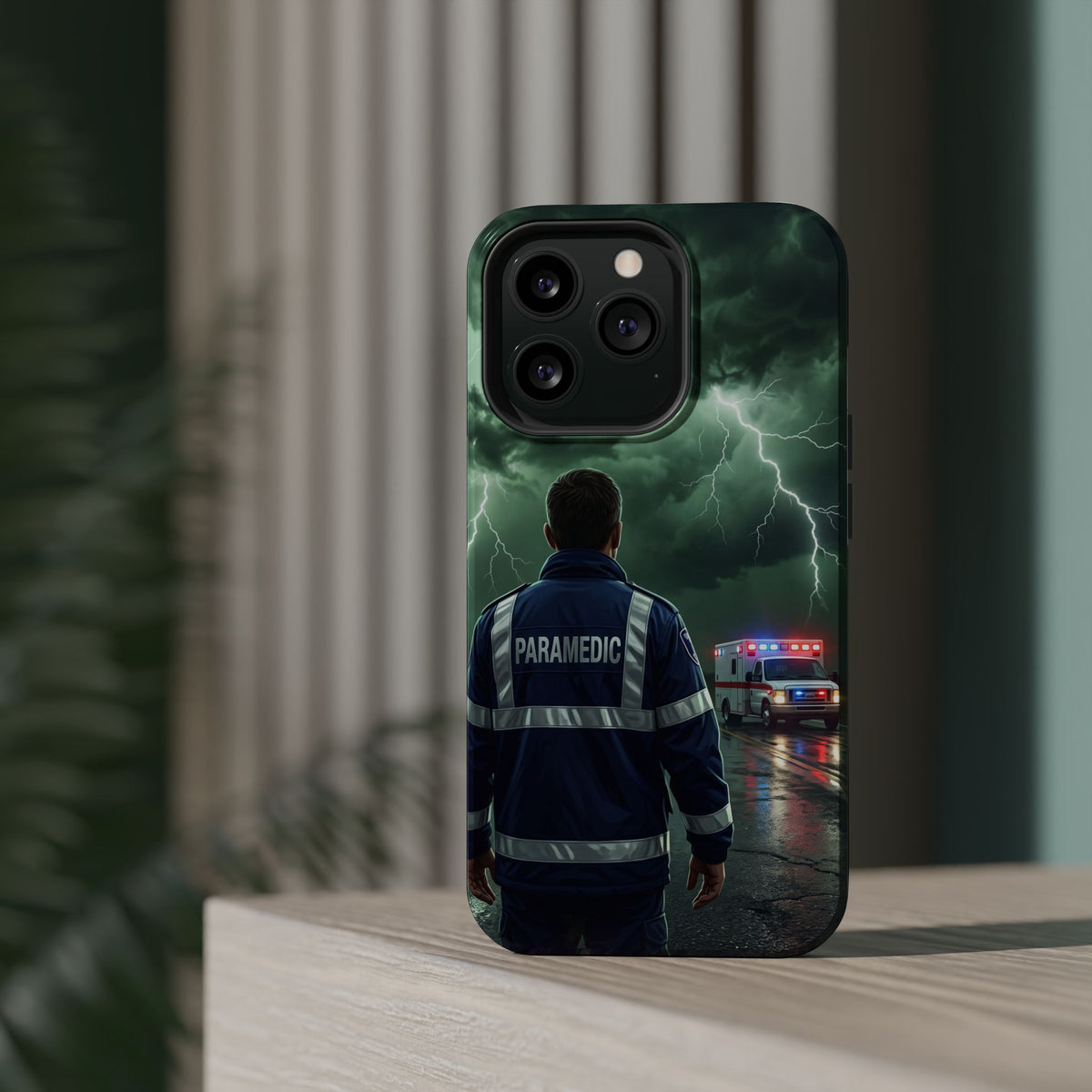 Paramedic Green Storm Phone Case — Magnetic Wireless Charging Cover