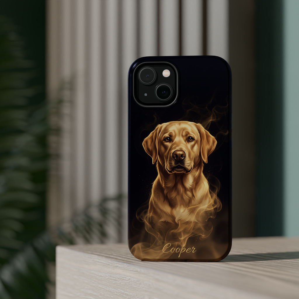 Personalized Gold Smoke Labrador Phone Case — Tough Magnetic Case with Wireless Charging