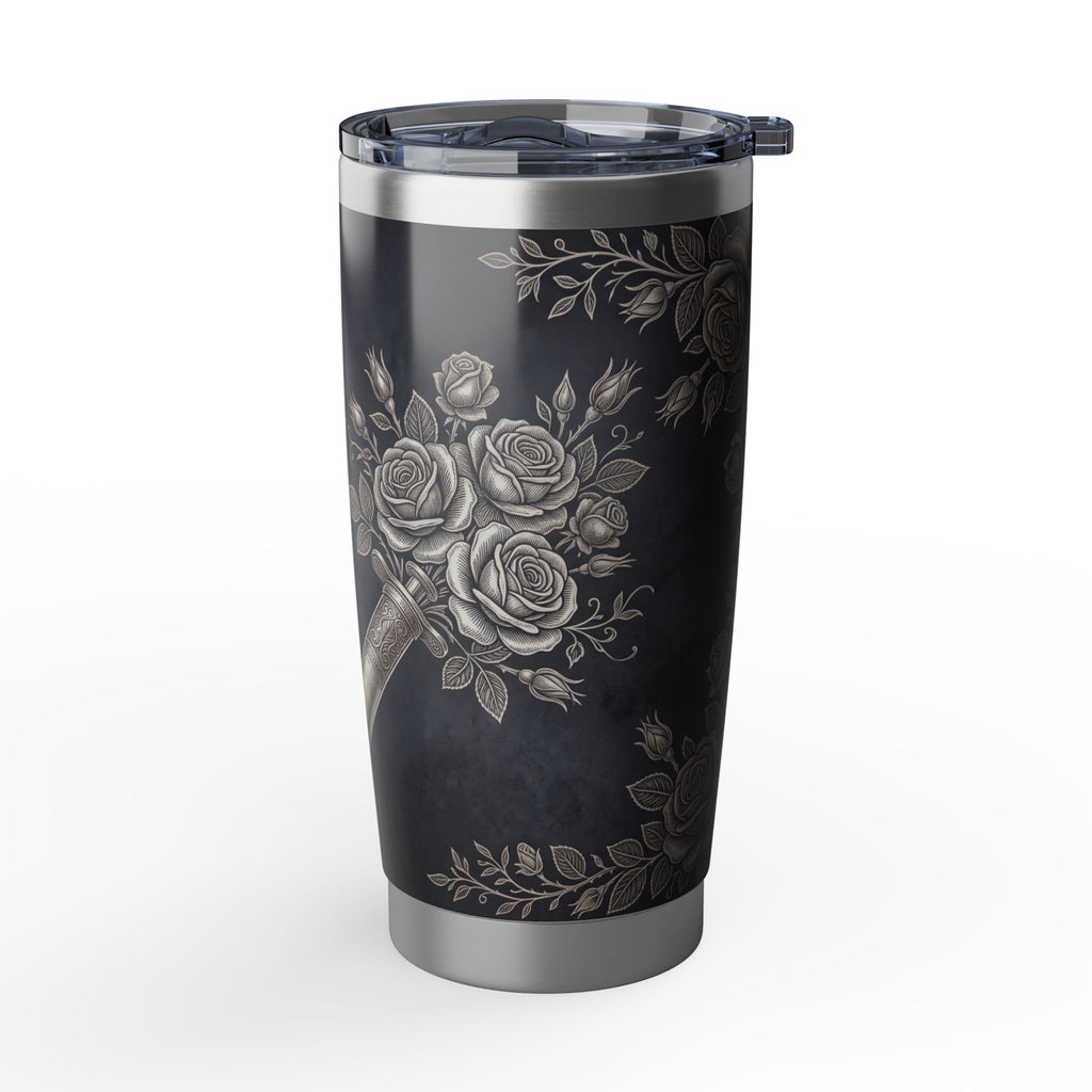 Personalized Stethoscope Tumbler – Custom Name Platinum Floral Design 20 oz