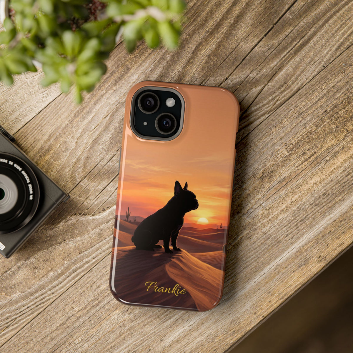 Personalized French Bulldog Desert Sunset Phone Case — Wireless Charging Cover