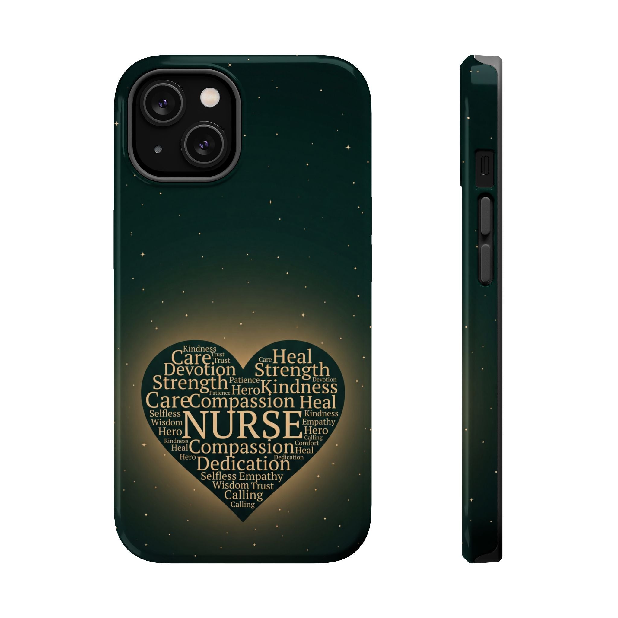 Nurse Heart Word and Art Phone Case — Impact-Resistant Wireless Charging Cover