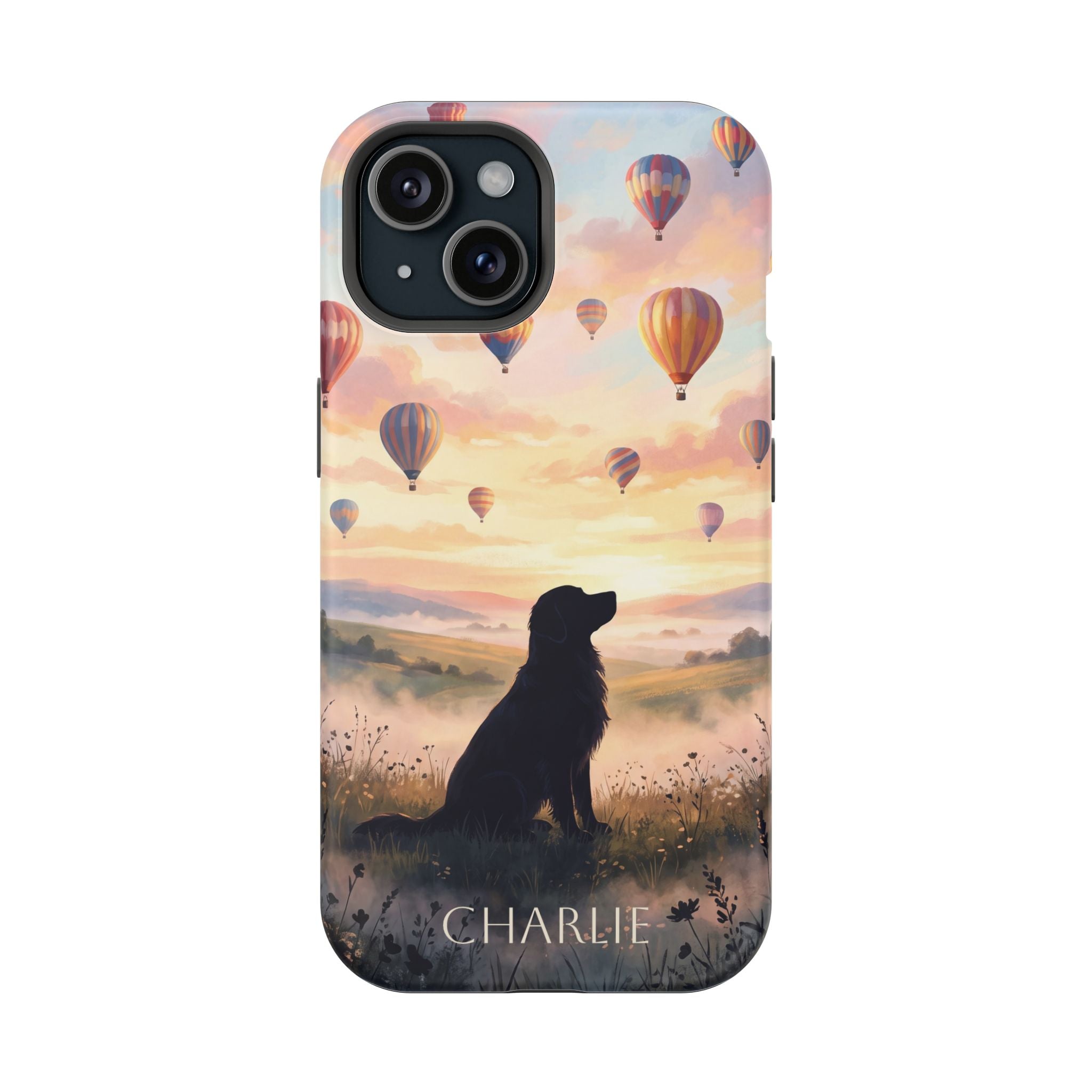 Personalized Golden Retriever Hot Air Balloon Phone Case — Wireless Charging Cover