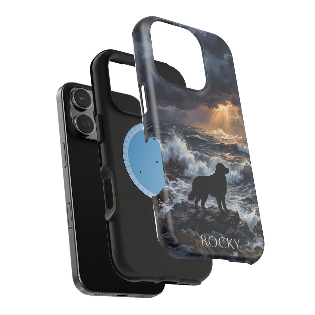 Personalized Golden Retriever Stormy Sea Phone Case — Wireless Charging Cover