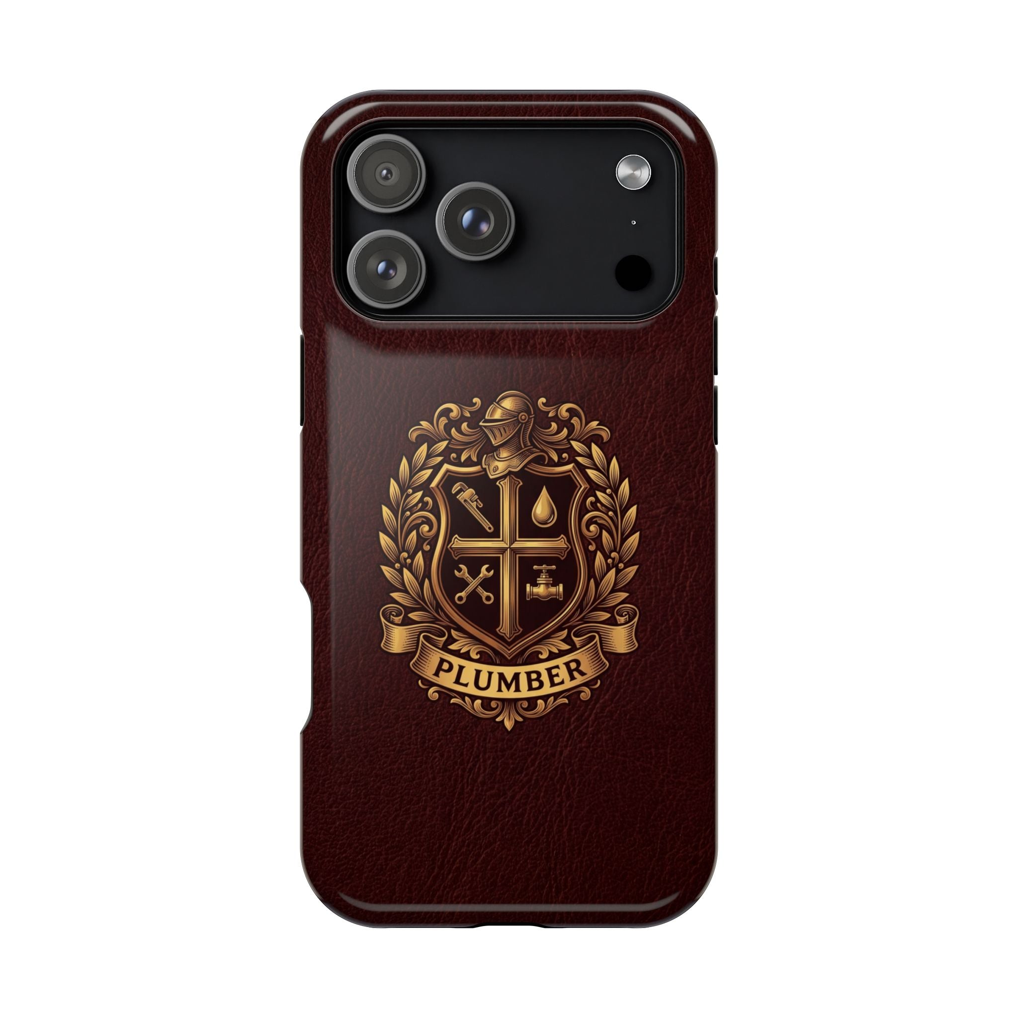 Plumber Crest Phone Case — Heraldic Shield Design Wireless Charging Cover