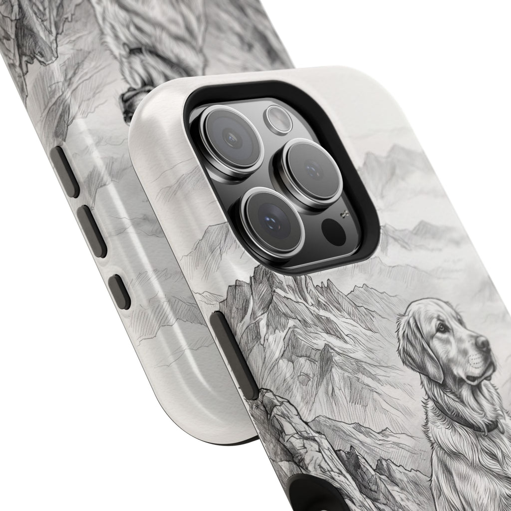 Personalized Golden Retriever Mountain Peak Phone Case — Wireless Charging Cover