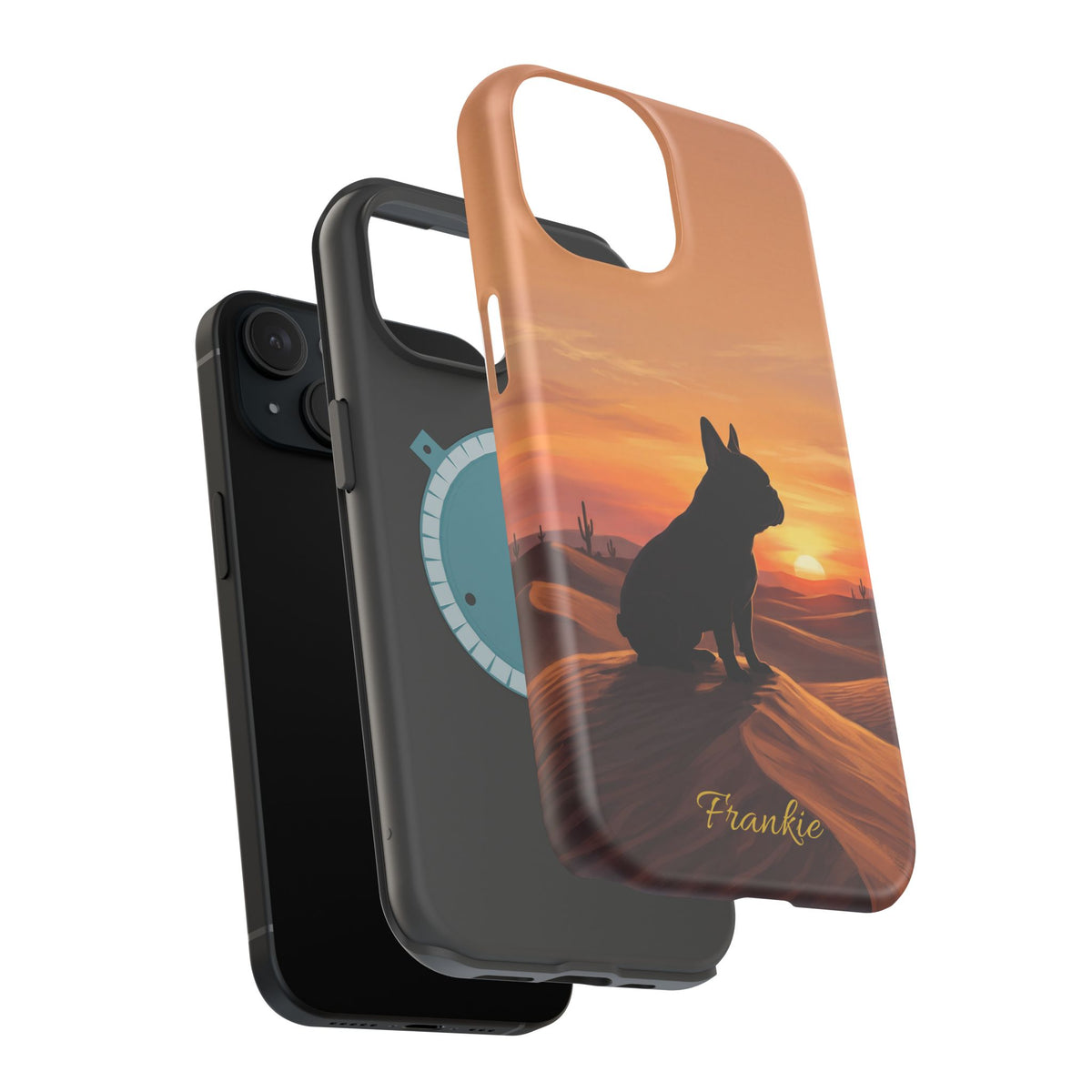 Personalized French Bulldog Desert Sunset Phone Case — Wireless Charging Cover