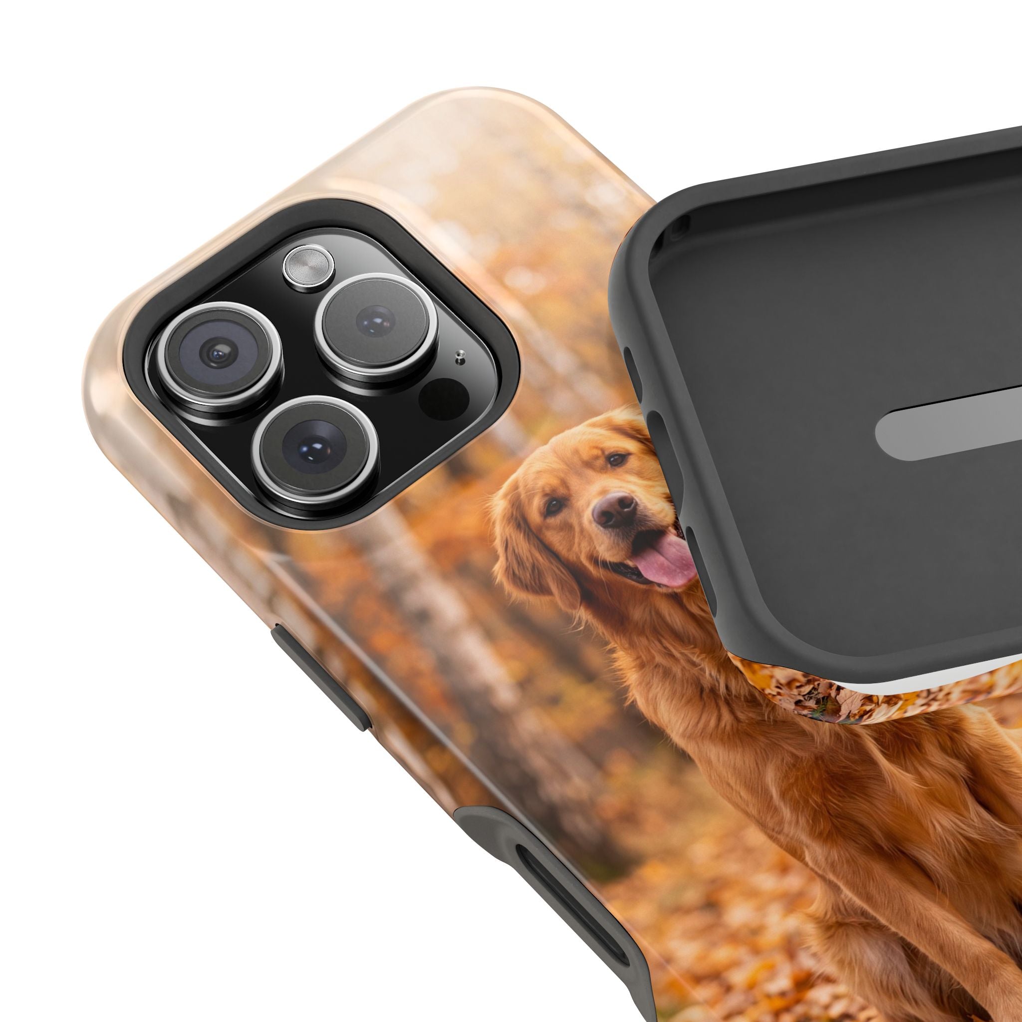 Autumn Golden Retriever Phone Case — Impact-Resistant Wireless Charging Cover