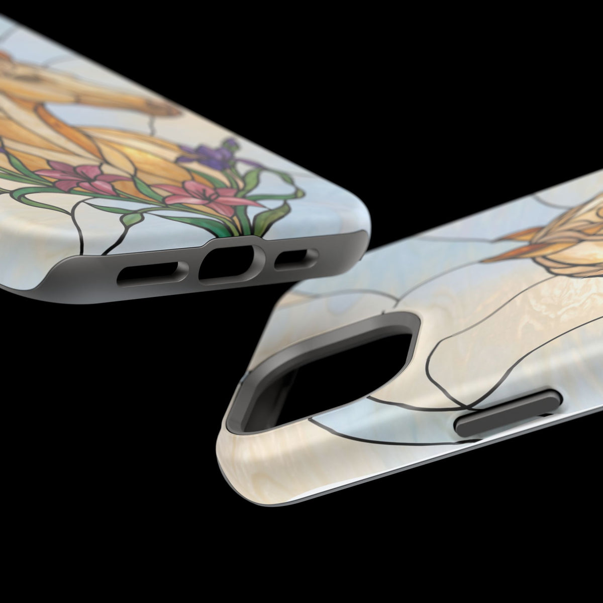 Floral Stained Glass Horse Phone Case — Tough Magnetic Case with Wireless Charging