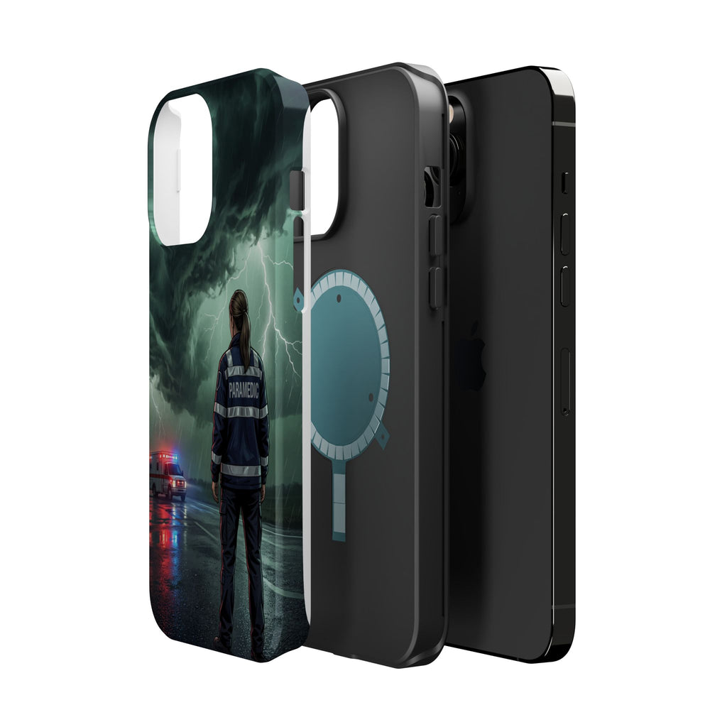 Female Paramedic Green Storm Phone Case — Magnetic Wireless Charging Cover