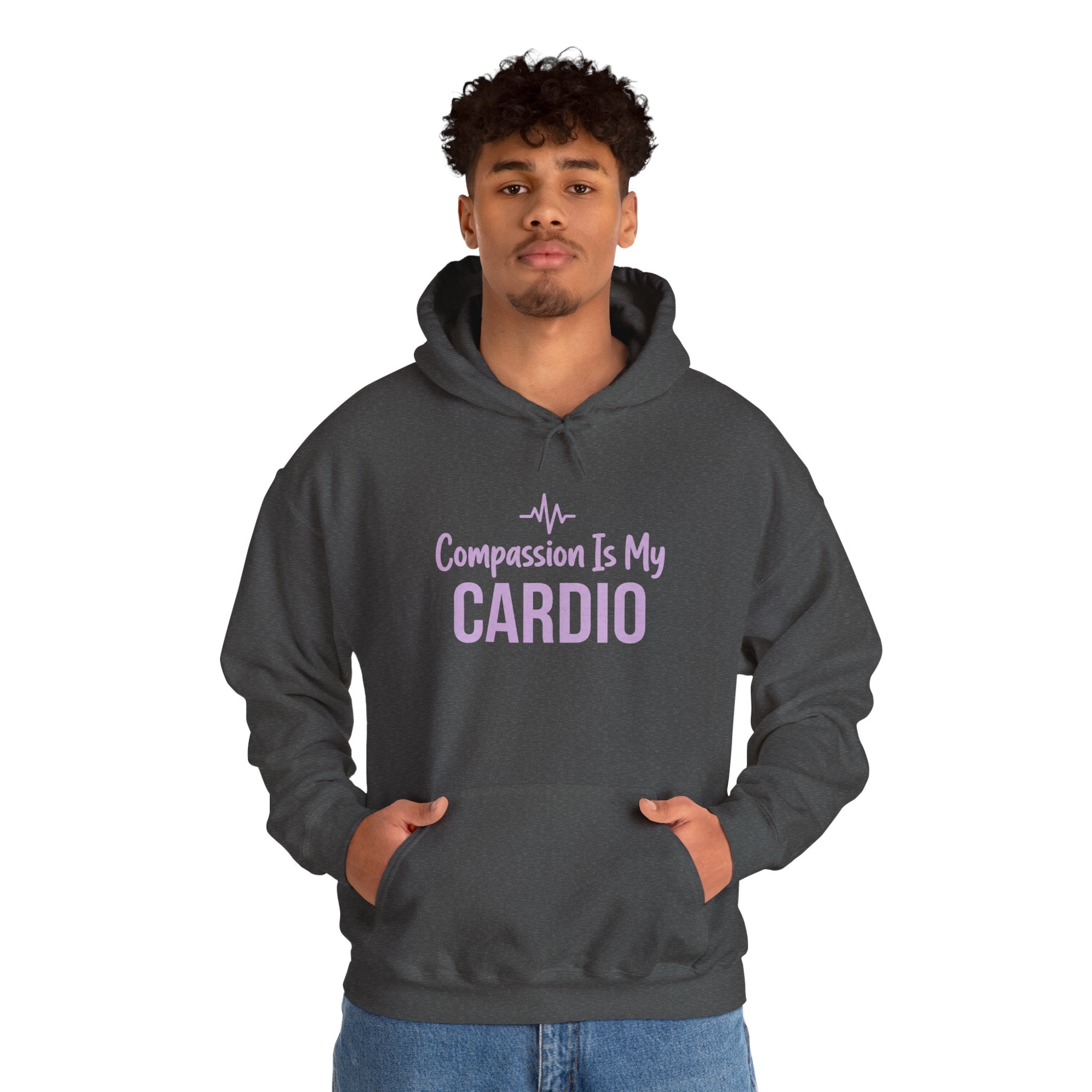 Compassion Is My Cardio Hoodie — Nurse/Healthcare Worker Graphic Pullover