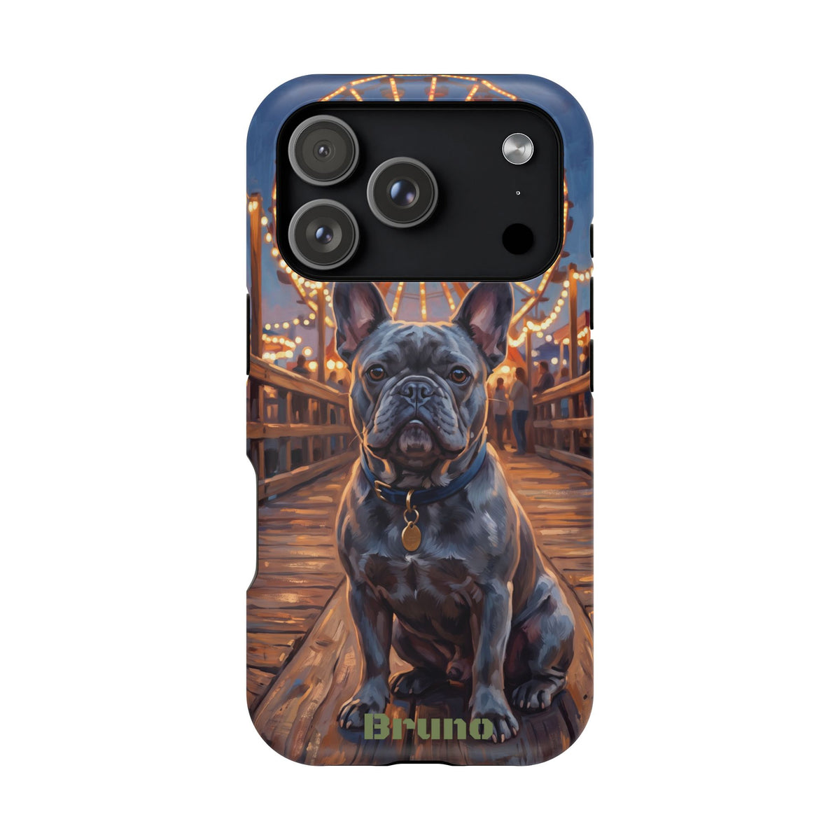 Personalized French Bulldog Pier Lights Phone Case — Wireless Charging Cover