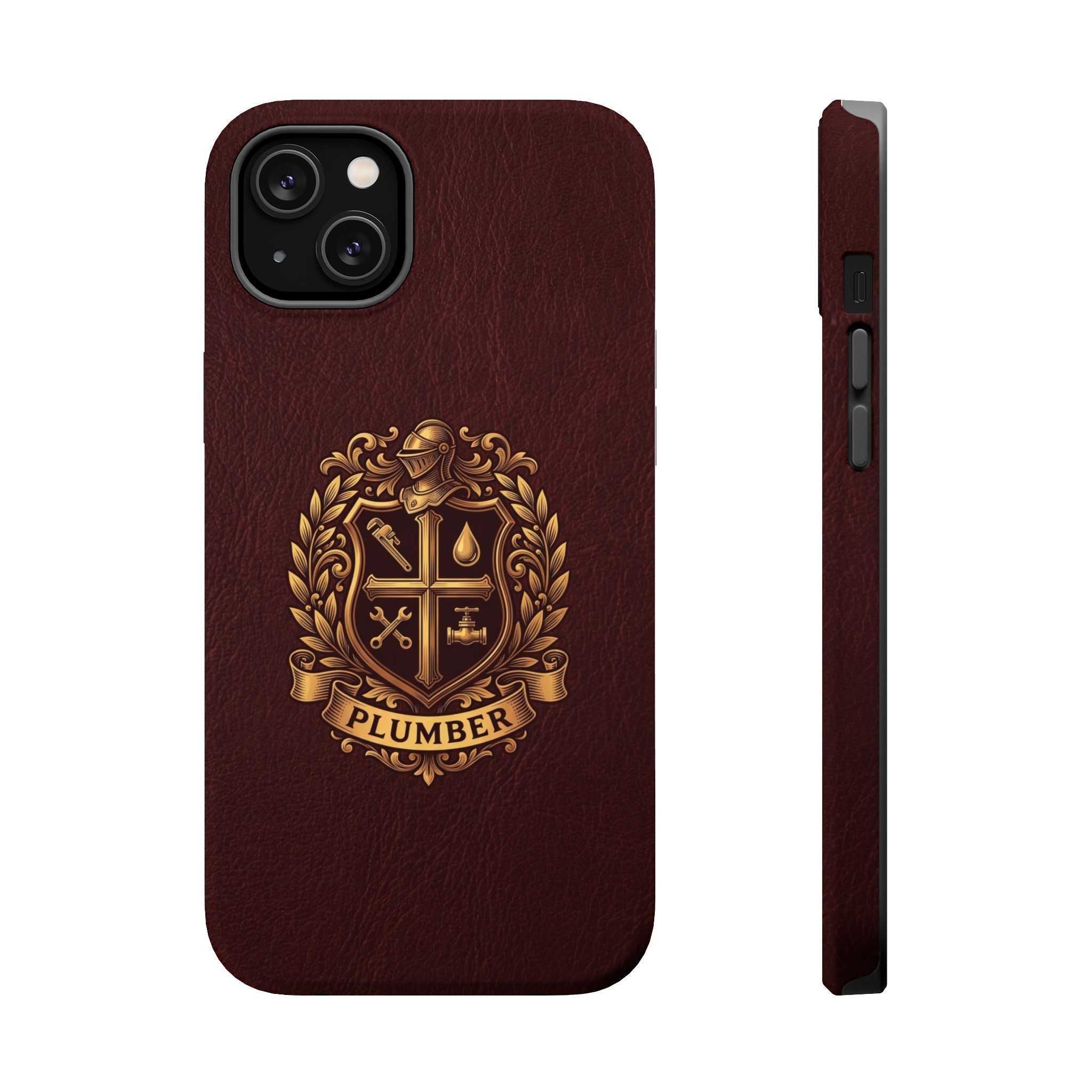 Plumber Crest Phone Case — Heraldic Shield Design Wireless Charging Cover
