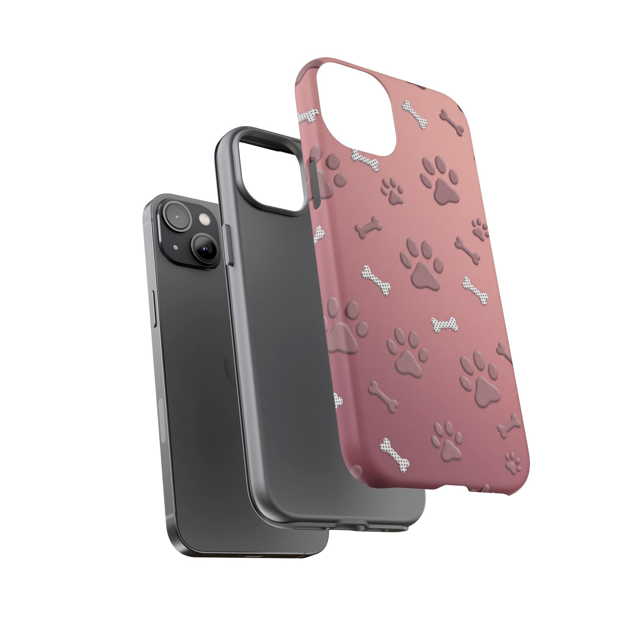 iPhone & Samsung Phone Case | Paw Print & Bone  | Dusty Rose Pattern Case for Frenchie Lovers