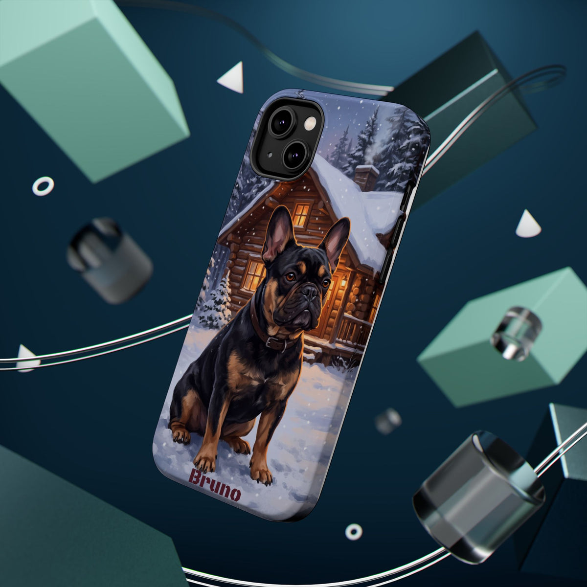 Personalized French Bulldog Cozy Cabin Phone Case — Wireless Charging Cover
