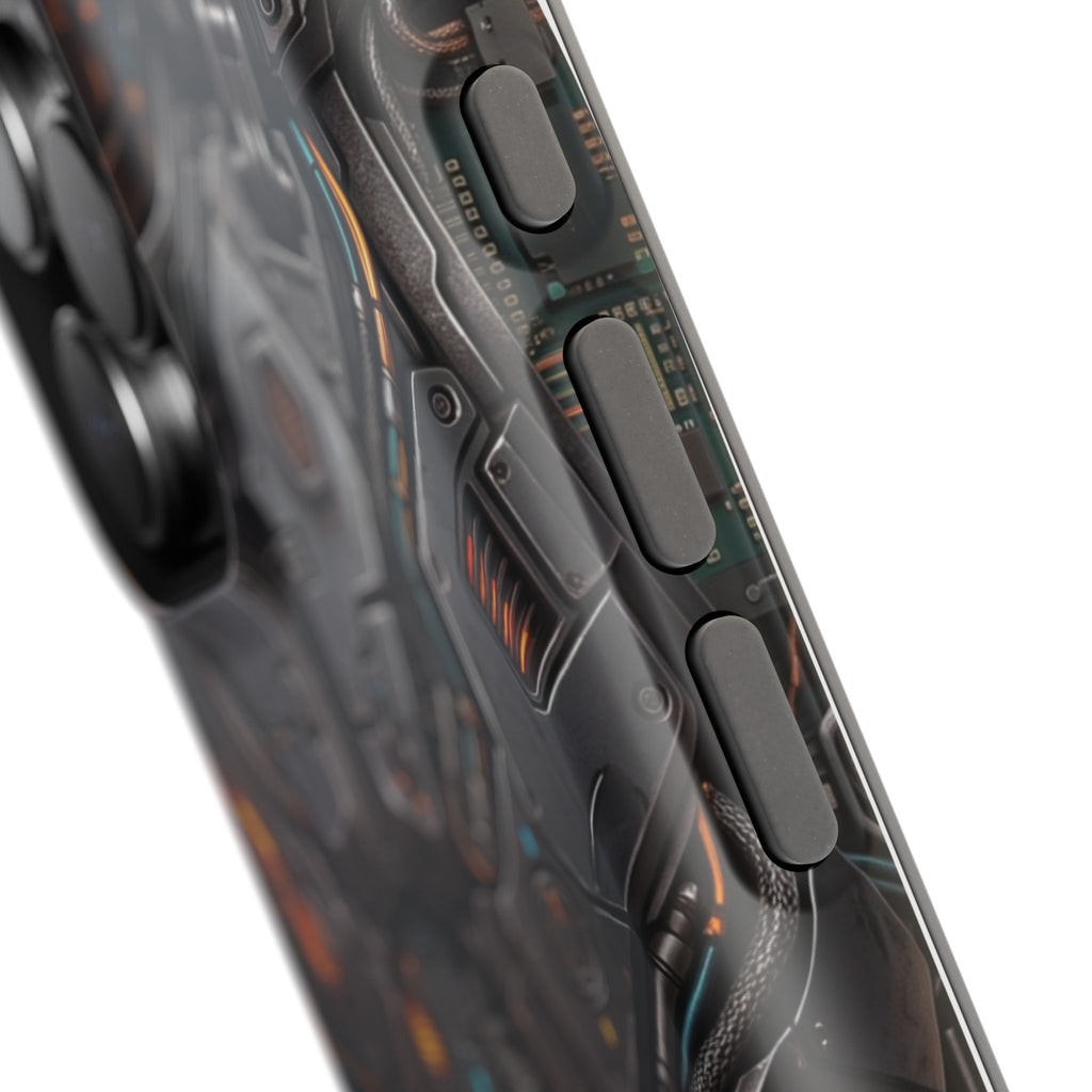 Mech Armor Phone Case — Industrial Circuit Wireless Charging Cover