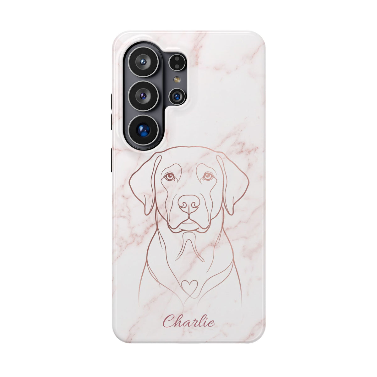 Personalized Rose Gold Marble Labrador Phone Case — Tough Magnetic Case with Wireless Charging