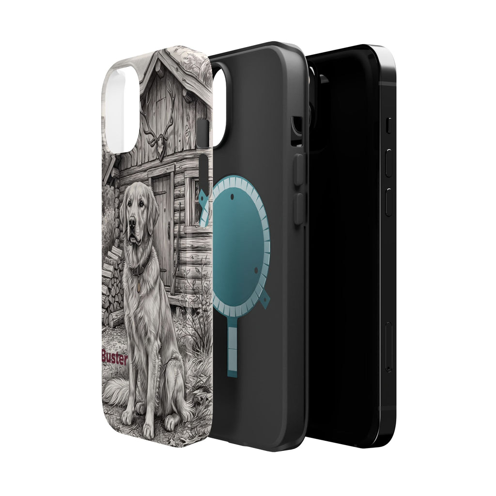 Personalized Golden Retriever Cabin Porch Phone Case — Wireless Charging Cover