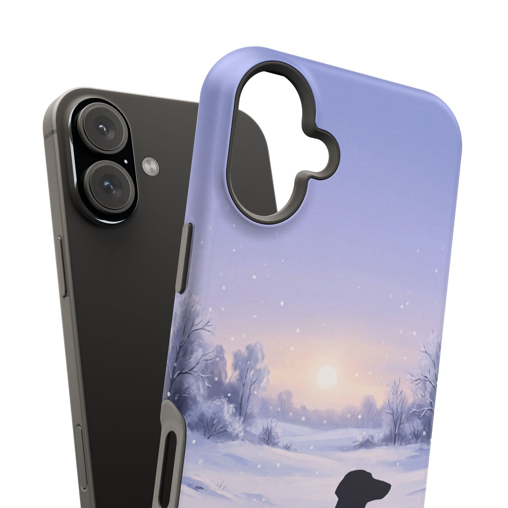 Personalized Dachshund Winter Snow Phone Case — Wireless Charging Cover