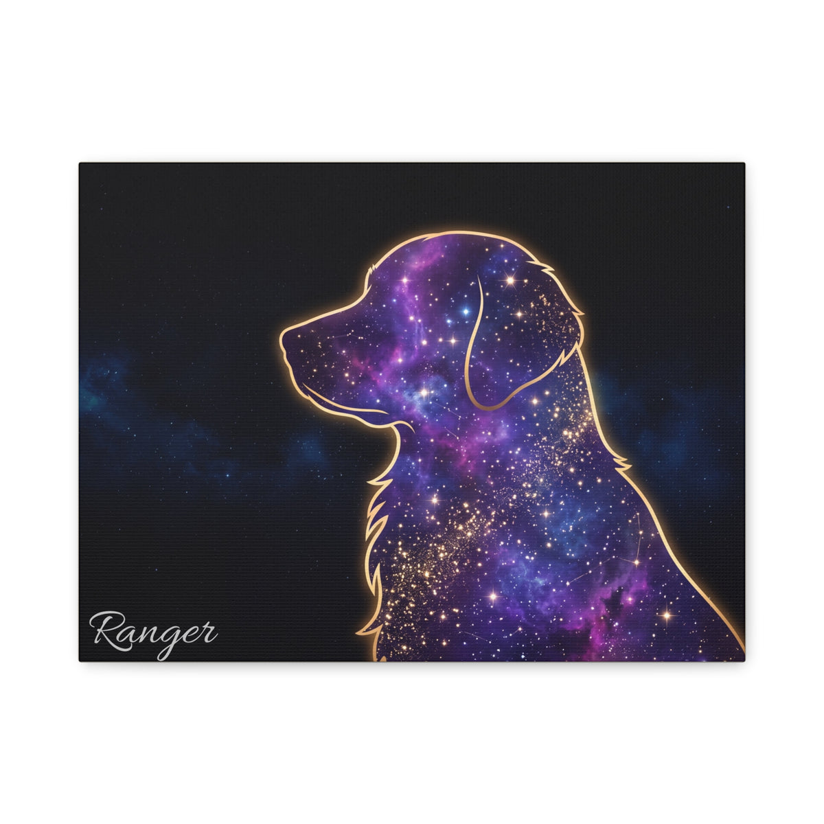 Golden Retriever Personalized Canvas | Galaxy Silhouette Wall Art