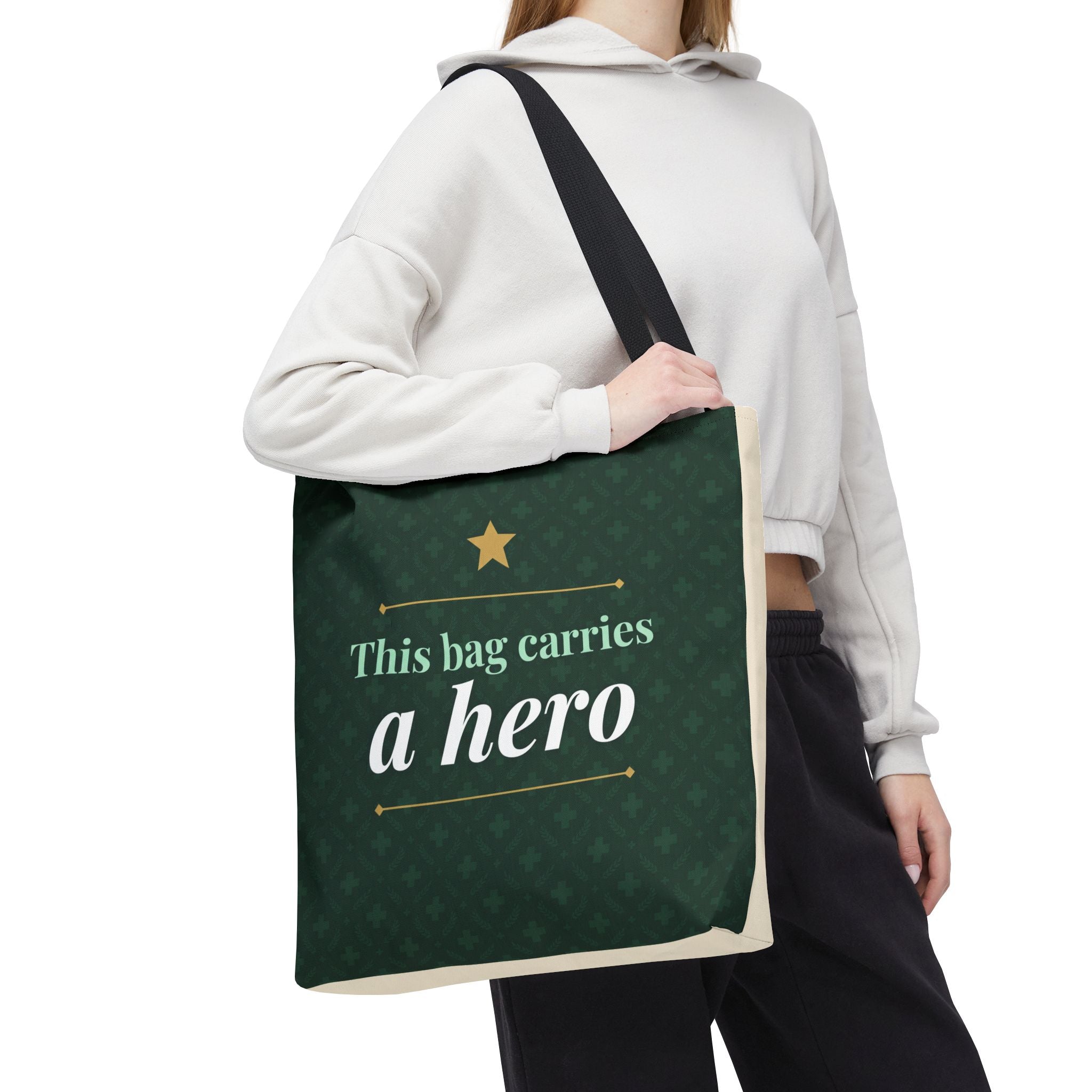 This Bag Carries a Hero Tote | Nurse Gift Tote Bag | Essential Worker Appreciation Gift | Premium Polyester Carry-All