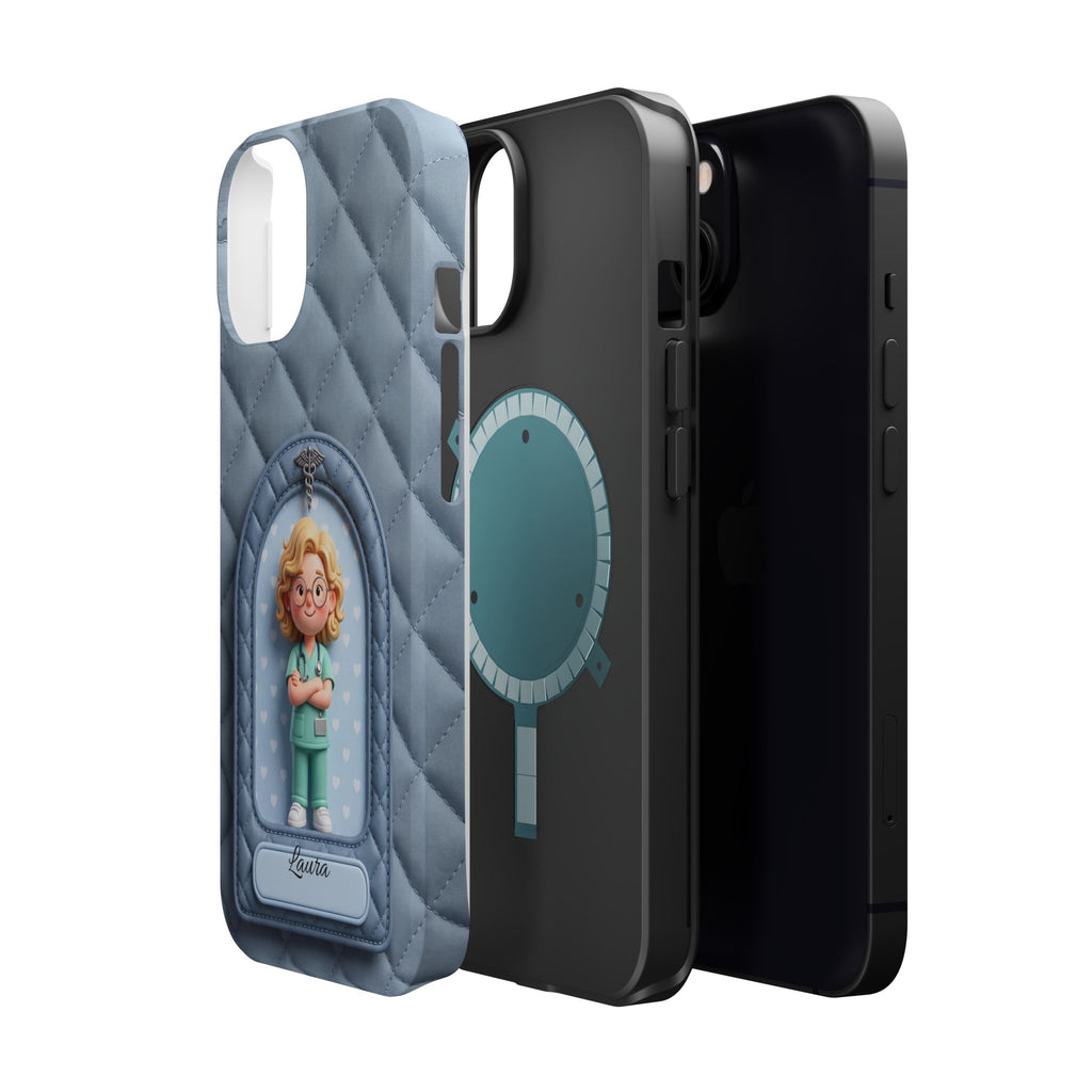 Personalized Quilted Nurse Phone Case — Wireless Charging Cover