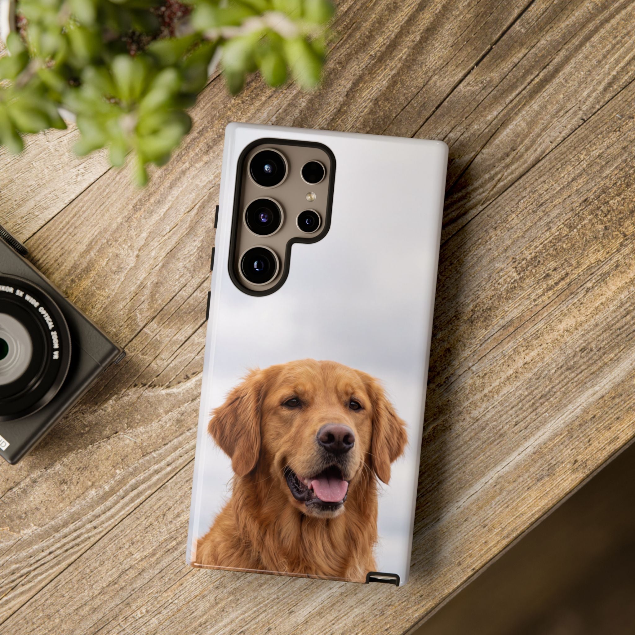 Golden Retriever Portrait Phone Case | Happy Dog Photo on Soft Sky Background | Samsung & iPhone