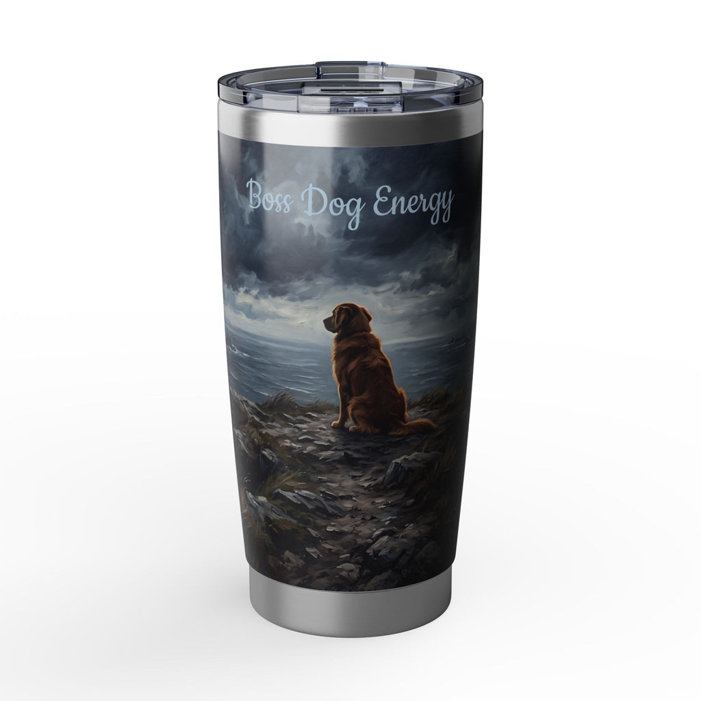 Golden Retriever Tumbler Personalized – 20 oz Stainless Steel Travel Mug with Custom Name, Coastal Cliffs Design