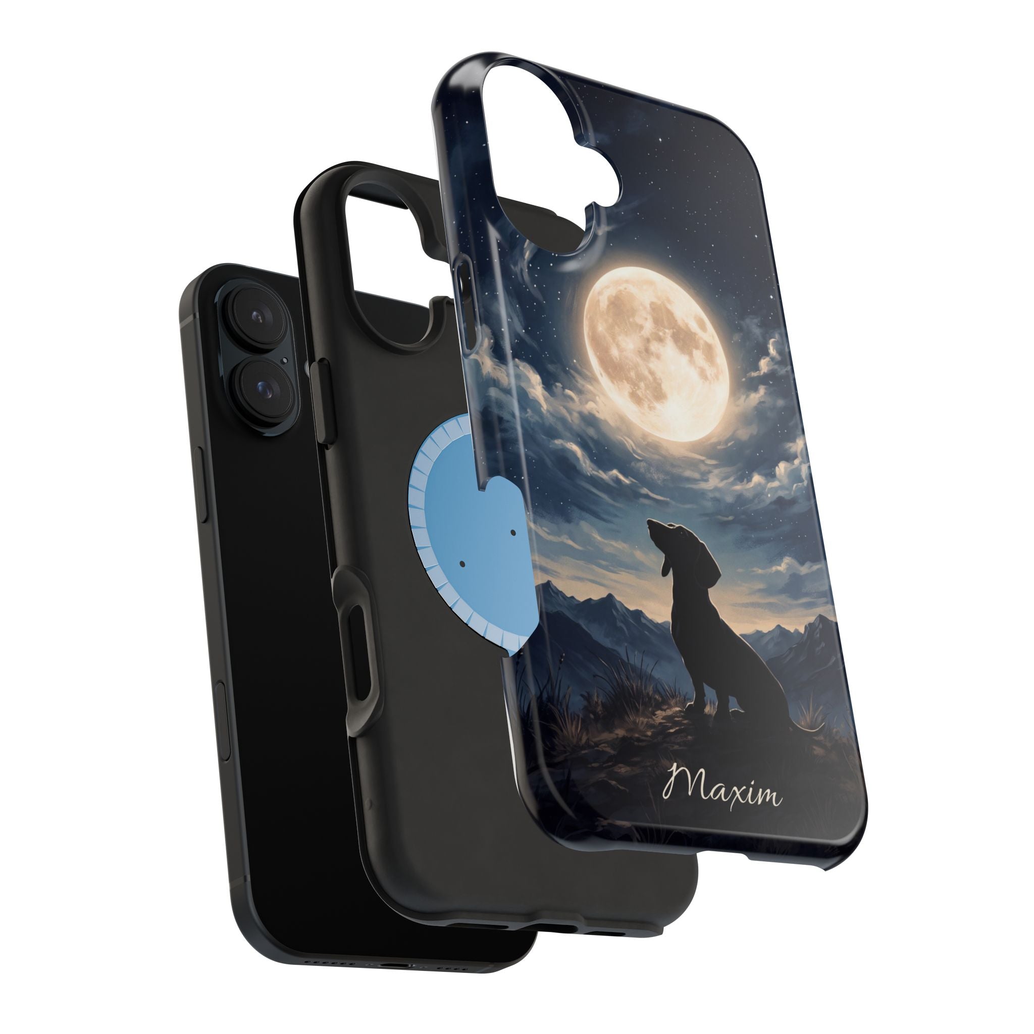 Personalized Dachshund Moonlight Phone Case — Wireless Charging Cover