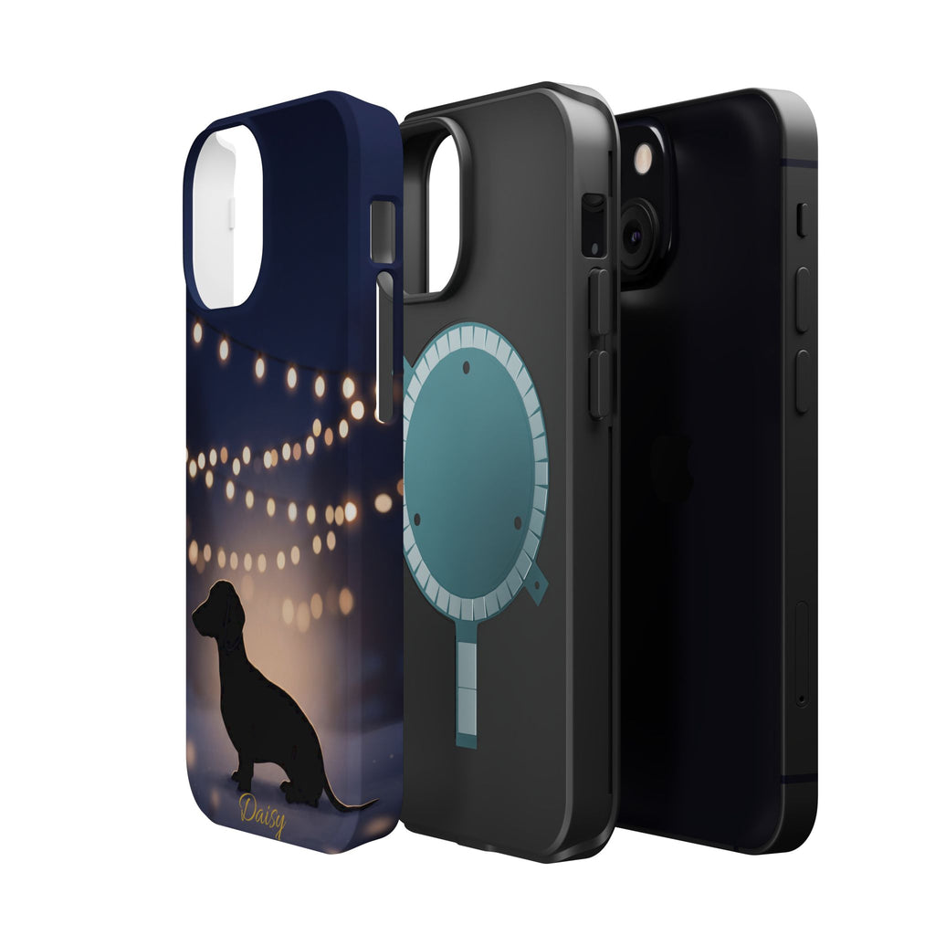 Personalized Dachshund Fairy Lights Phone Case — Wireless Charging Cover