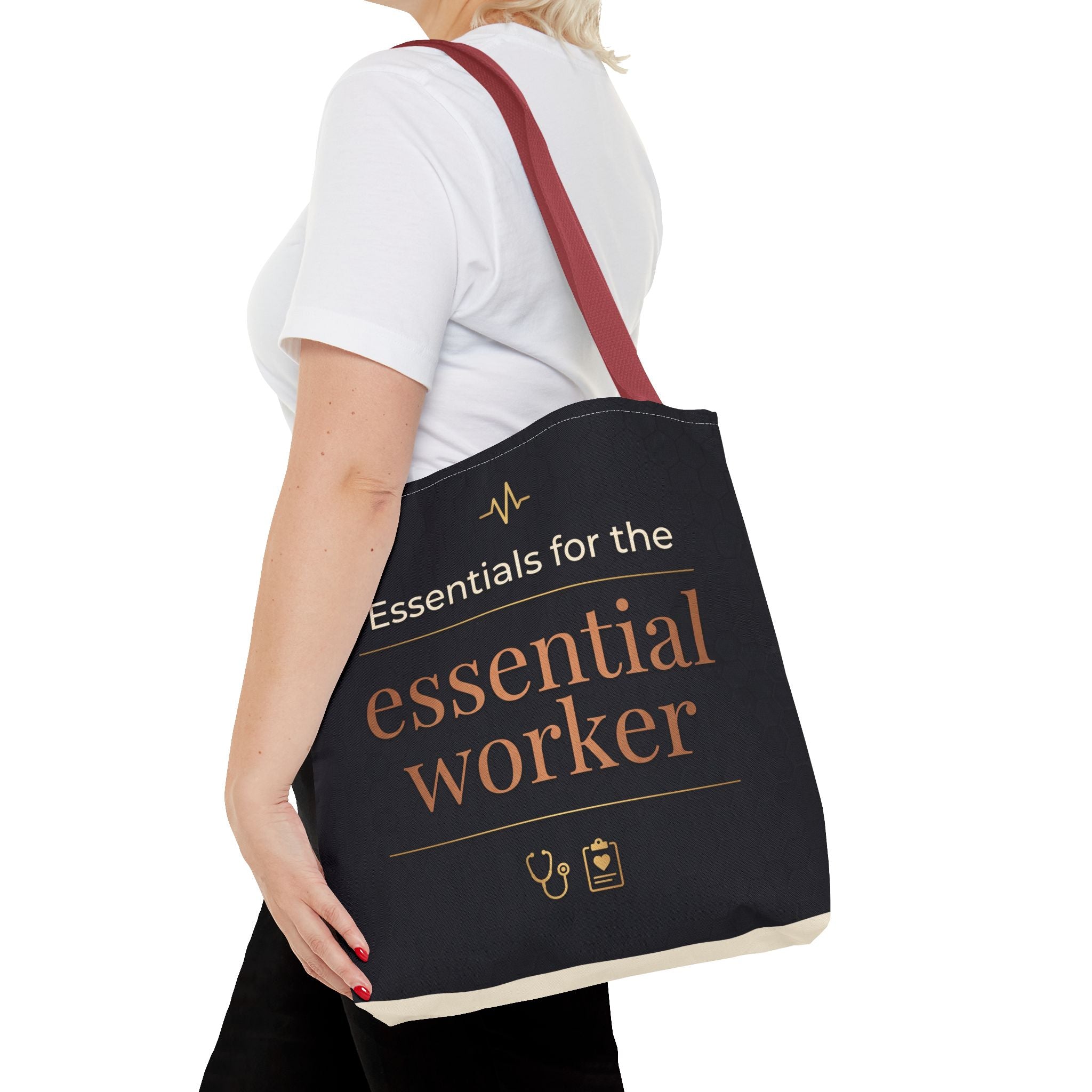 Essentials for the Essential Worker Tote | Healthcare Worker Gift Tote Bag | Nurse Doctor Appreciation Gift | Premium Polyester Carry-All