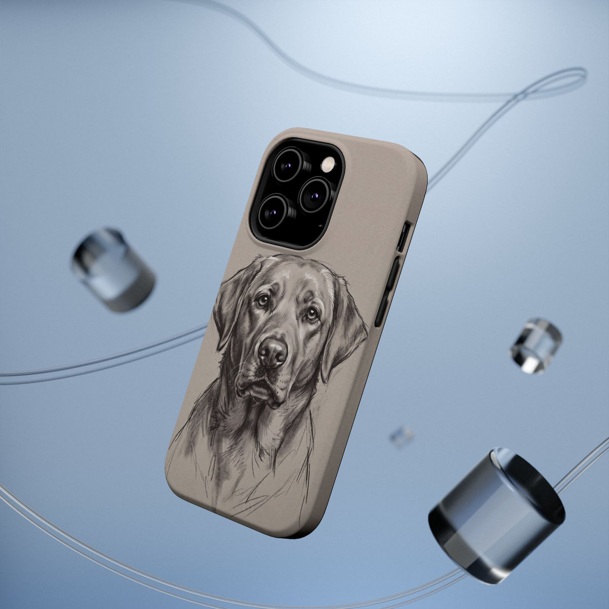 Charcoal Sketch Labrador Phone Case — Tough Magnetic Case with Wireless Charging