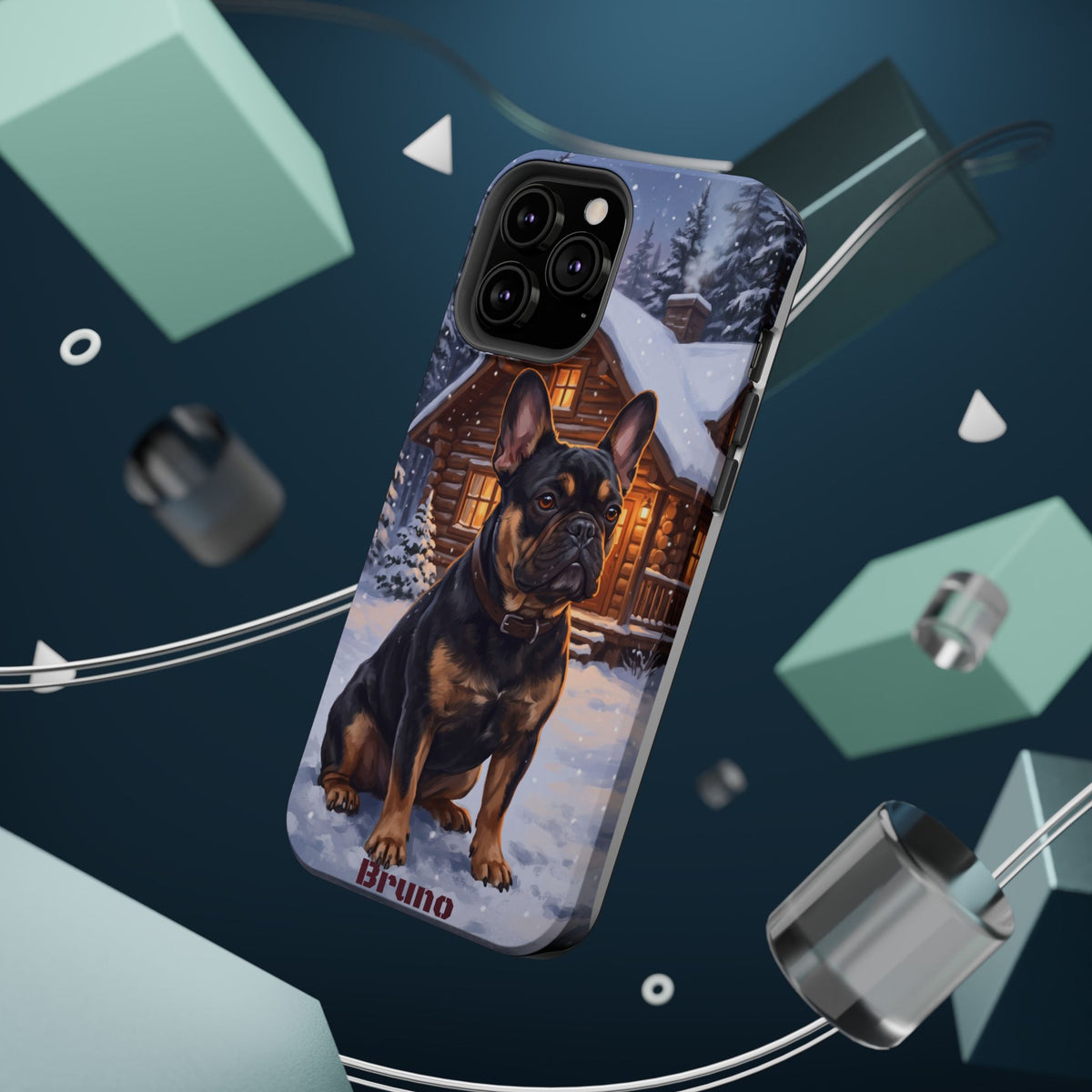 Personalized French Bulldog Cozy Cabin Phone Case — Wireless Charging Cover