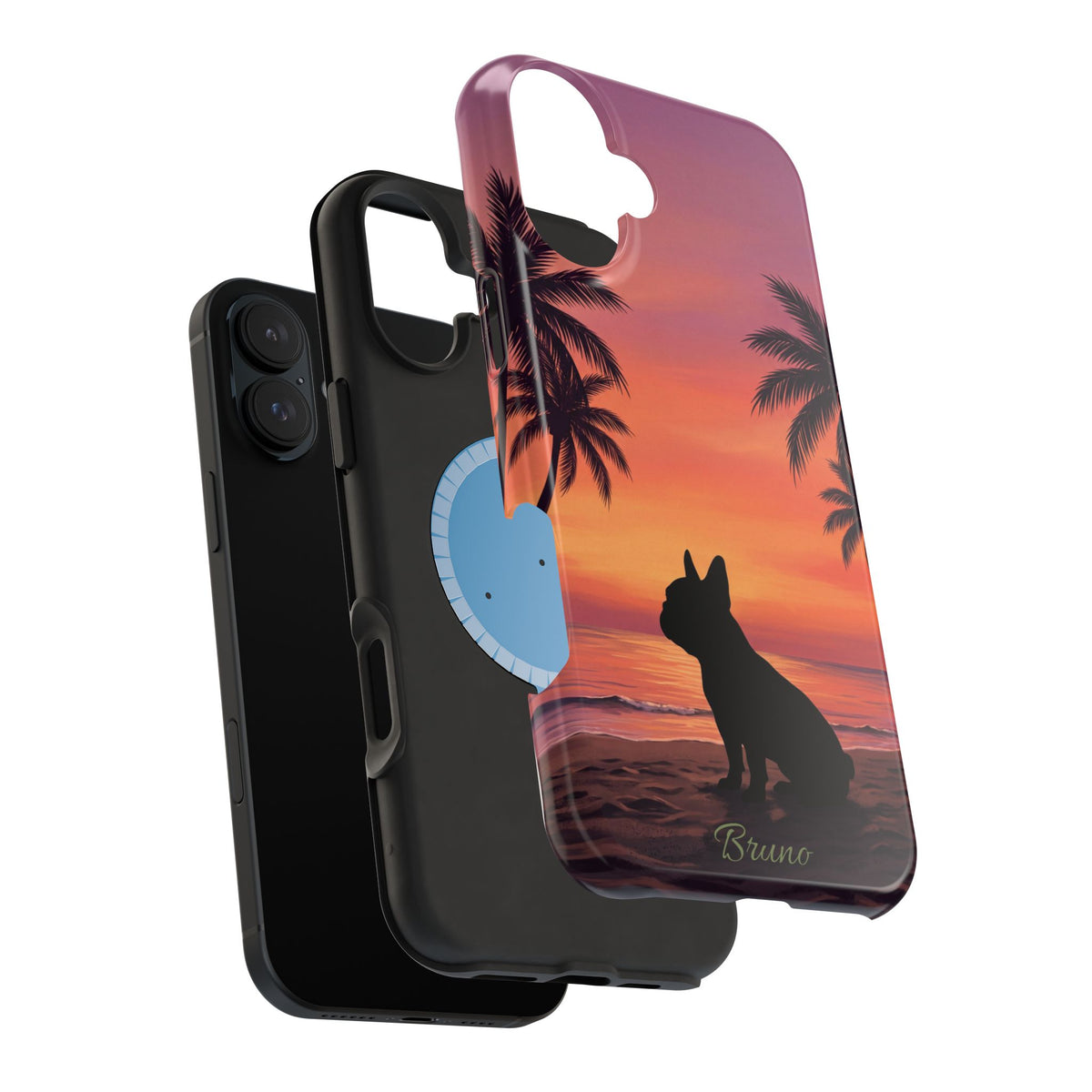 Personalized French Bulldog Tropical Beach Phone Case — Wireless Charging Cover