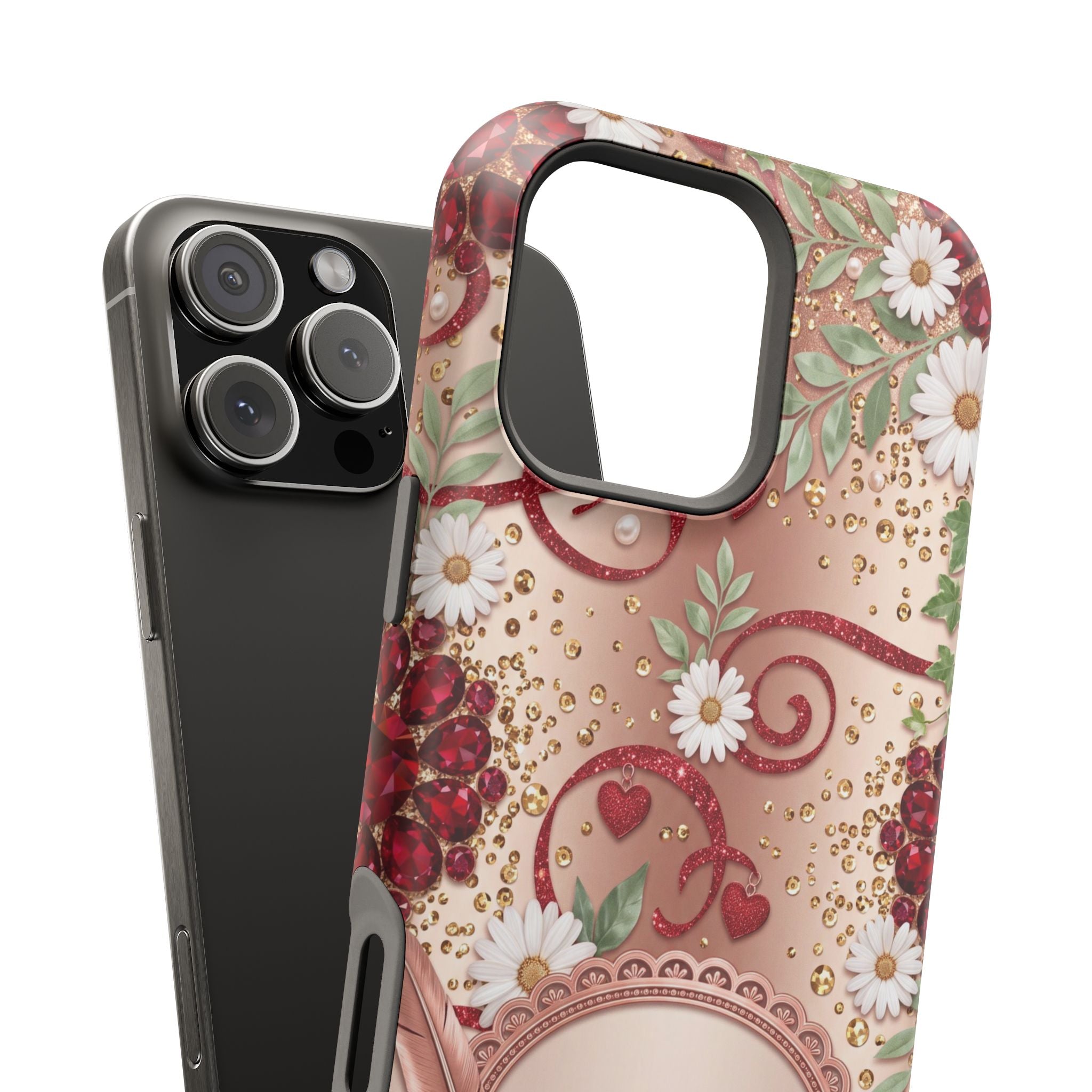 Personalized Vintage Floral Teacher Phone Case — Wireless Charging Cover