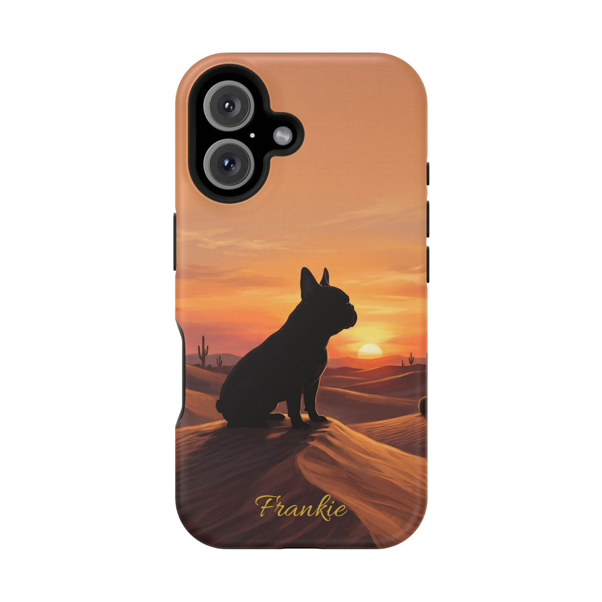 Personalized French Bulldog Desert Sunset Phone Case — Wireless Charging Cover