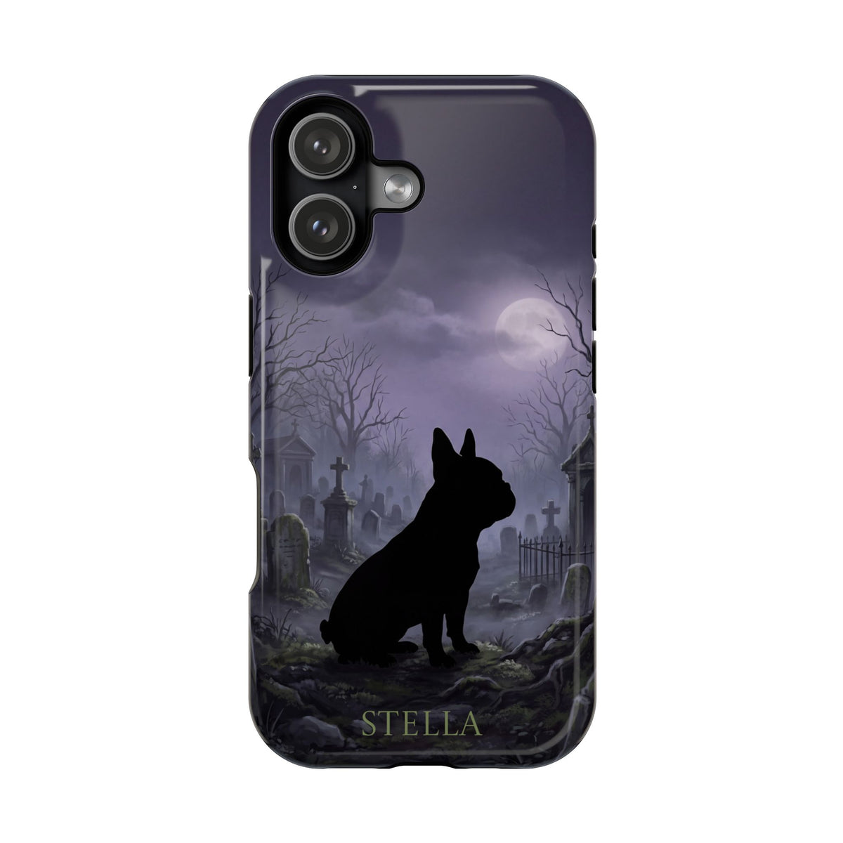 Personalized French Bulldog Moonlit Graveyard Phone Case — Wireless Charging Cover