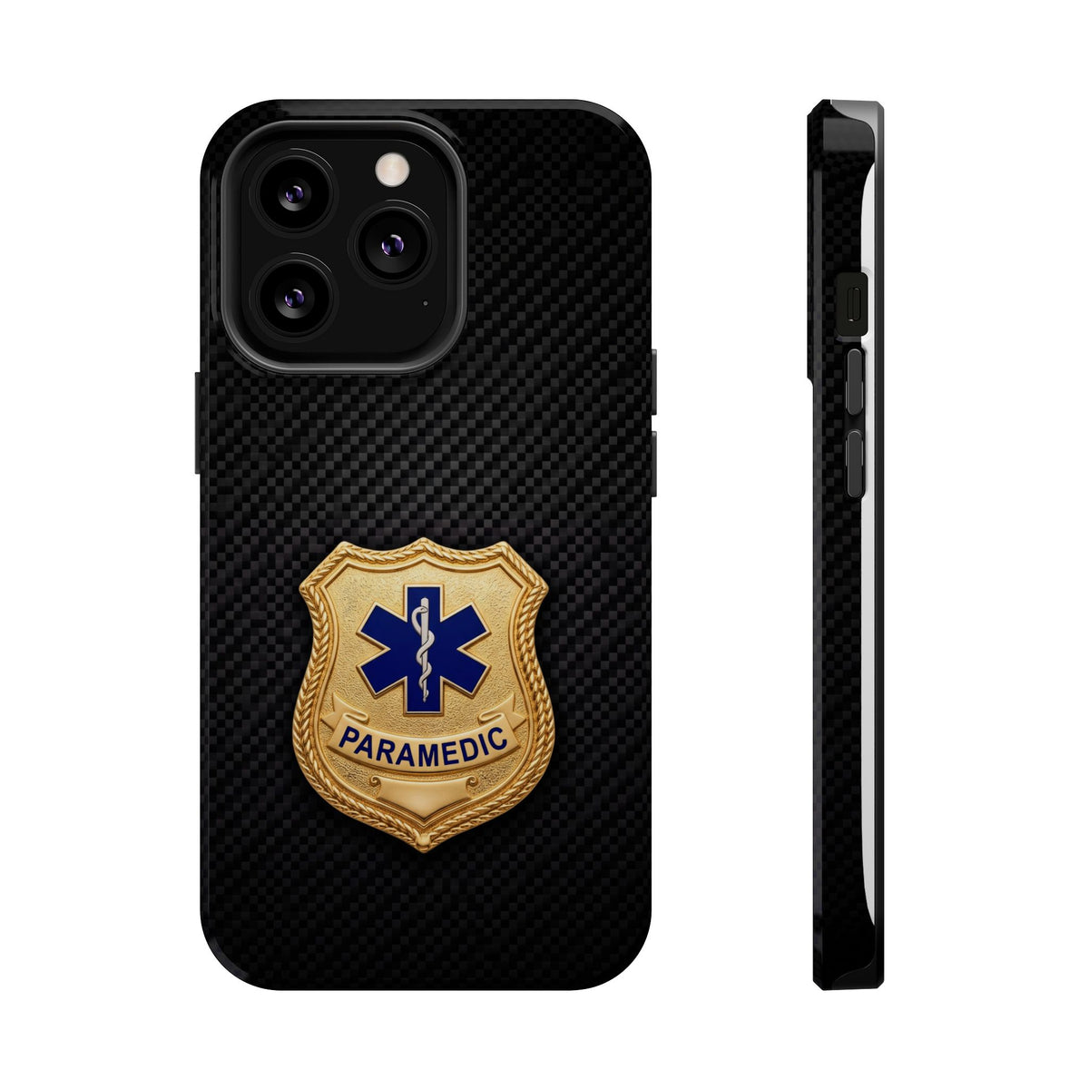 Gold Paramedic Badge Black Phone Case — Magnetic Wireless Charging Cover