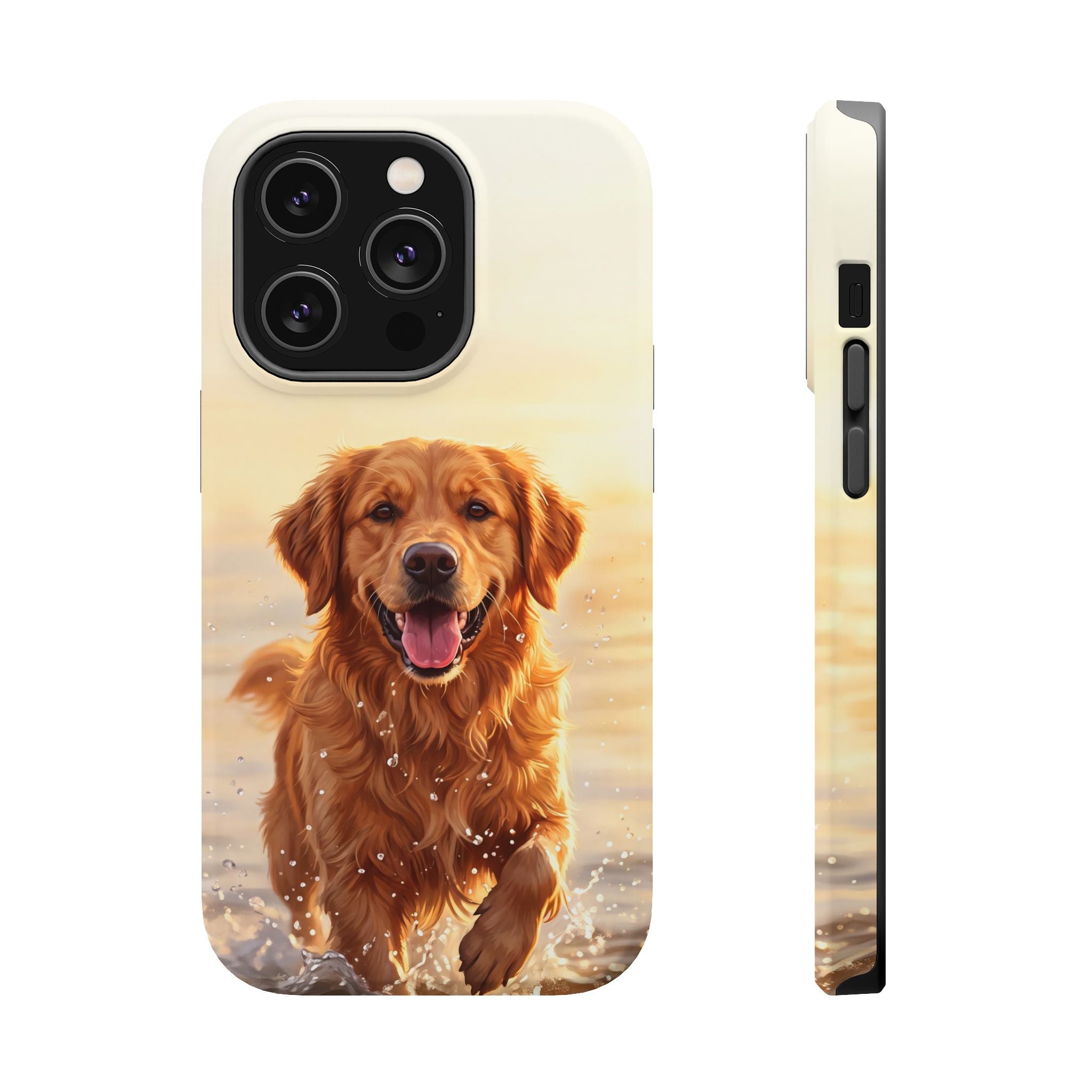 Beach Golden Retriever Phone Case — Impact-Resistant Wireless Charging Cover