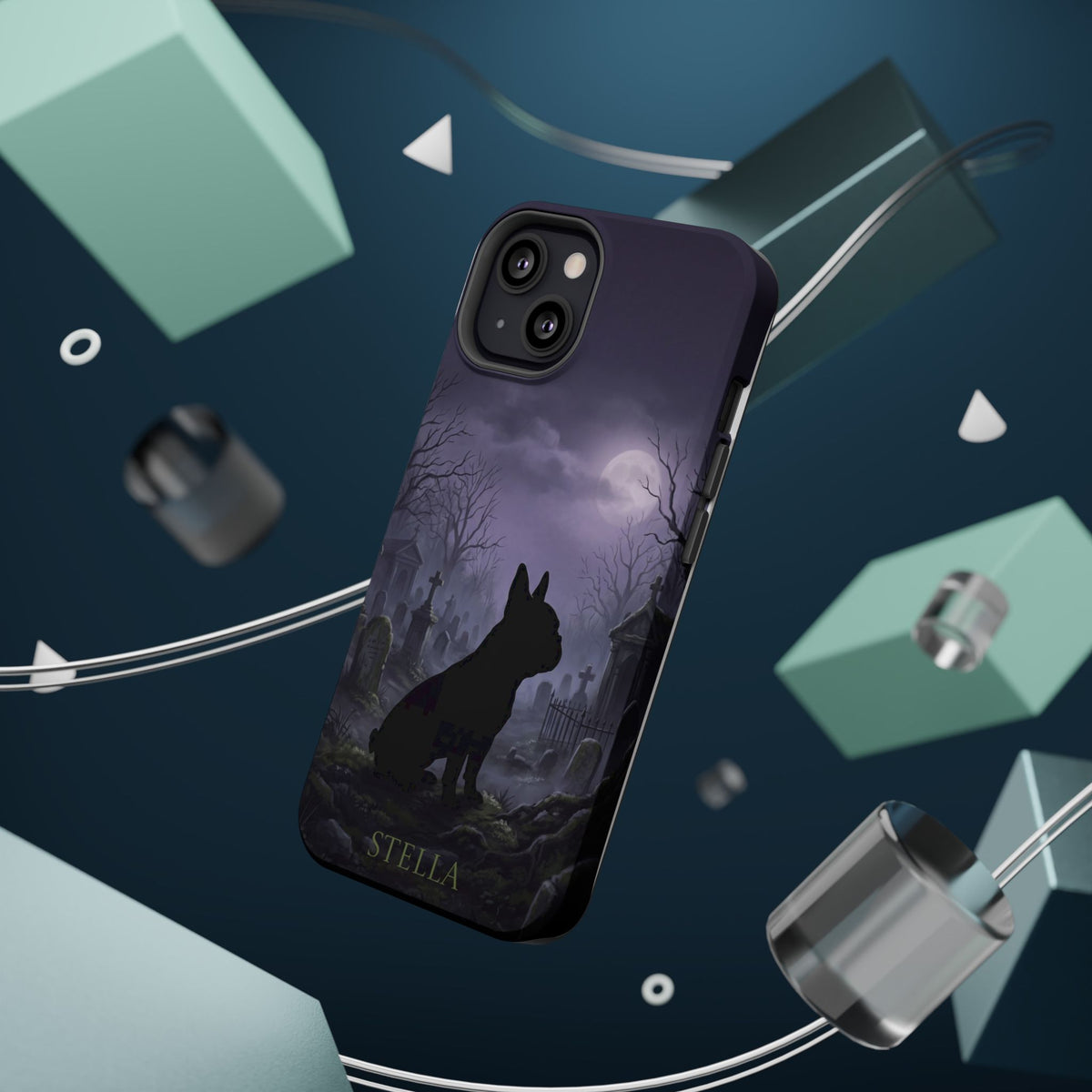 Personalized French Bulldog Moonlit Graveyard Phone Case — Wireless Charging Cover