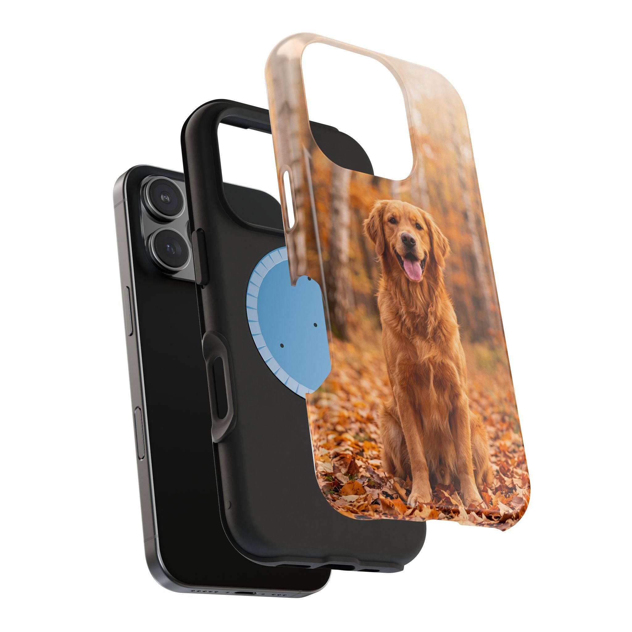 Autumn Golden Retriever Phone Case — Impact-Resistant Wireless Charging Cover