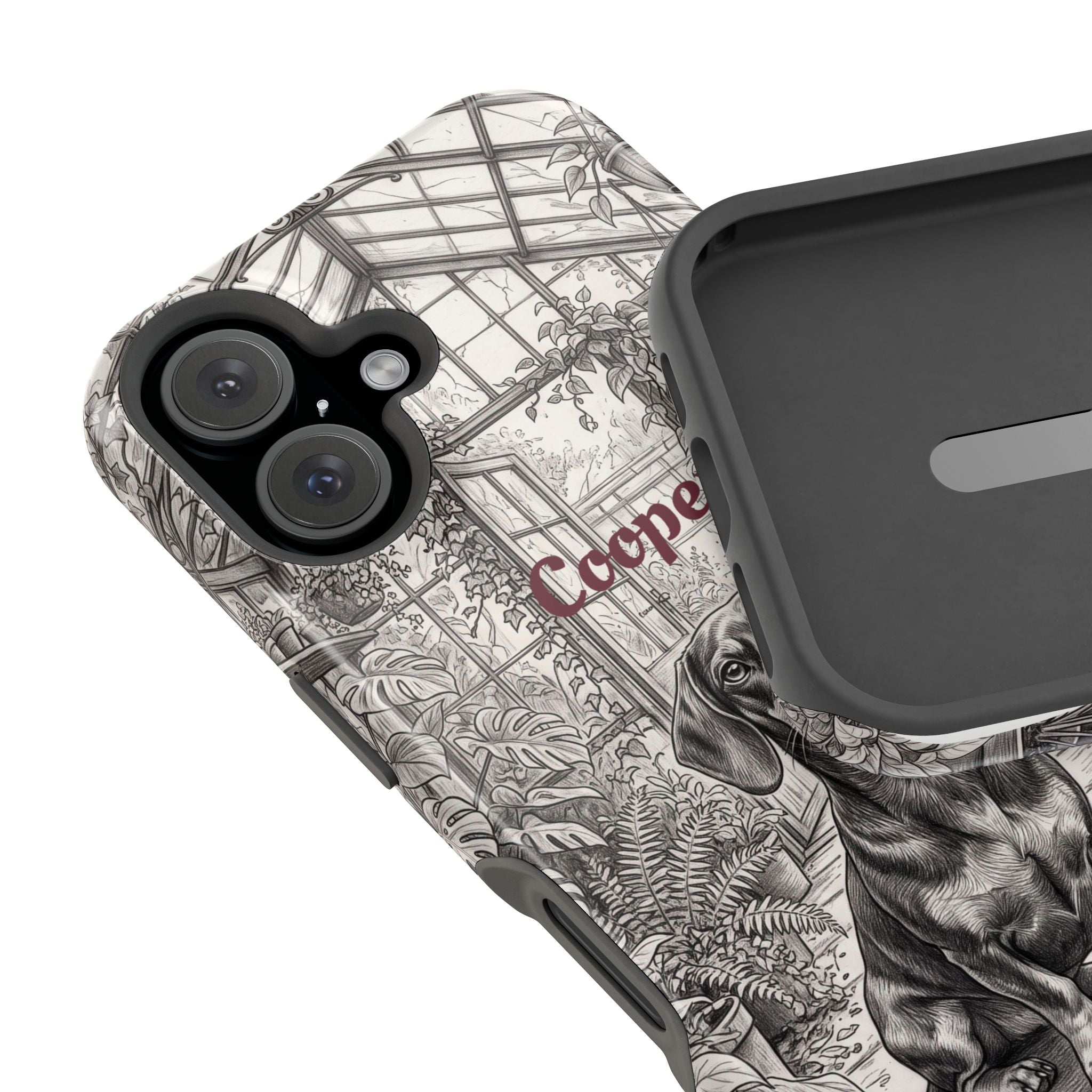 Personalized Dachshund Vintage Greenhouse Phone Case — Wireless Charging Cover
