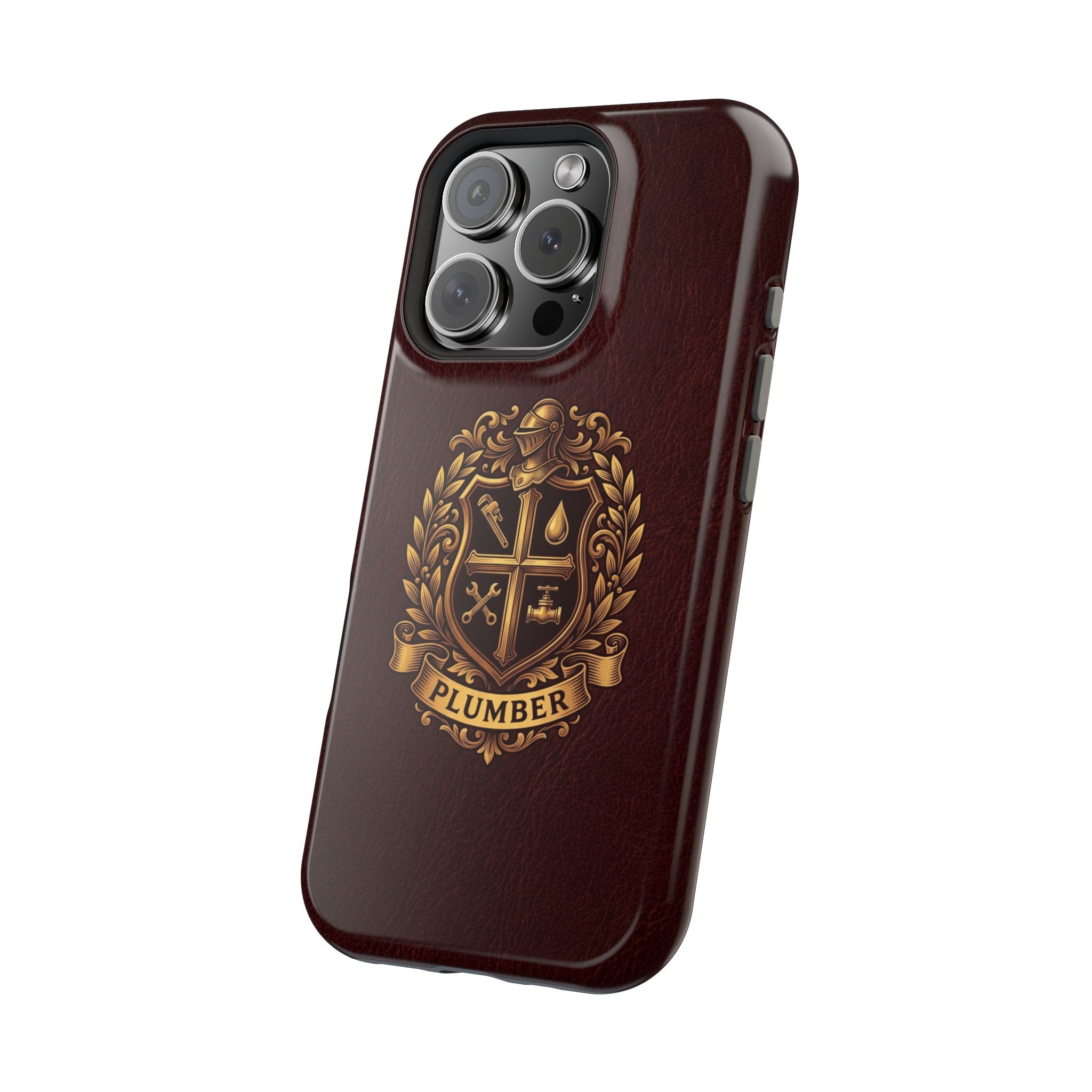 Plumber Crest Phone Case — Heraldic Shield Design Wireless Charging Cover