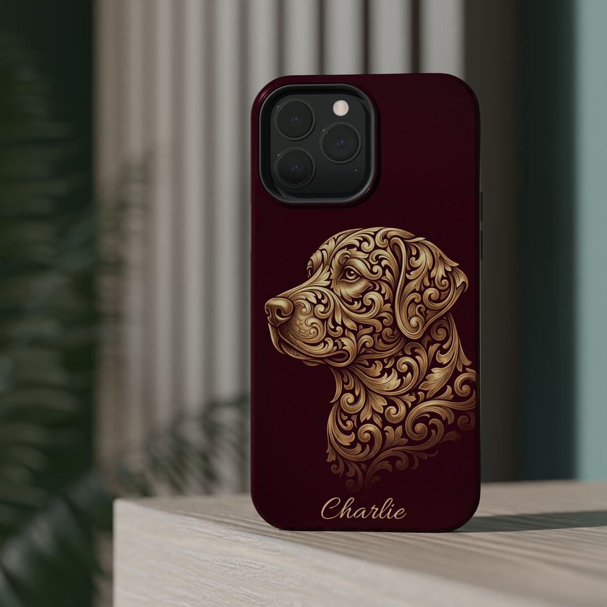 Personalized Gold Filigree Labrador Phone Case — Tough Magnetic Case with Wireless Charging