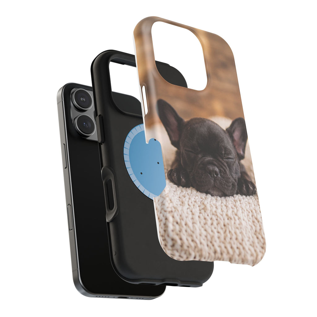 Sleepy French Bulldog Phone Case — Impact-Resistant Wireless Charging Cover