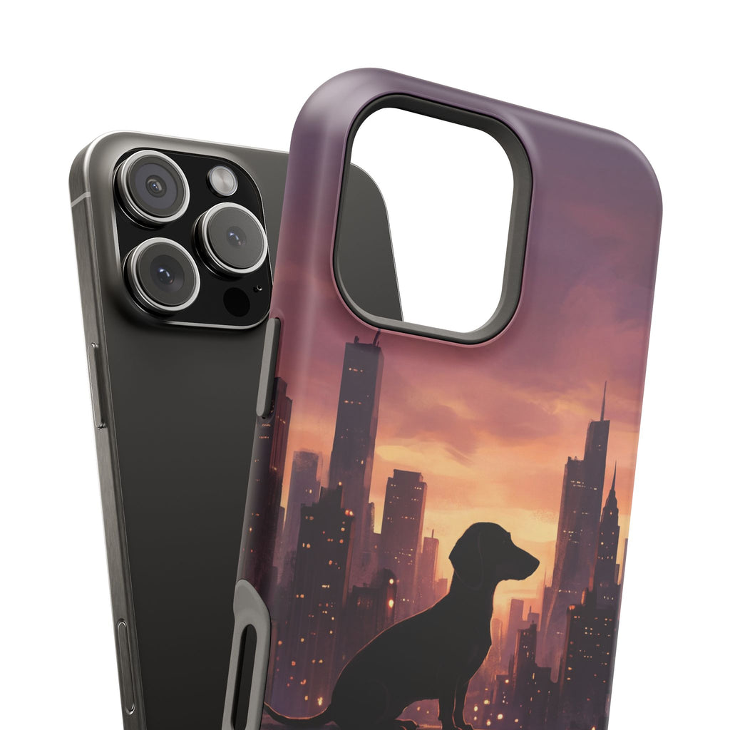 Personalized Dachshund City Skyline Phone Case — Wireless Charging Cover
